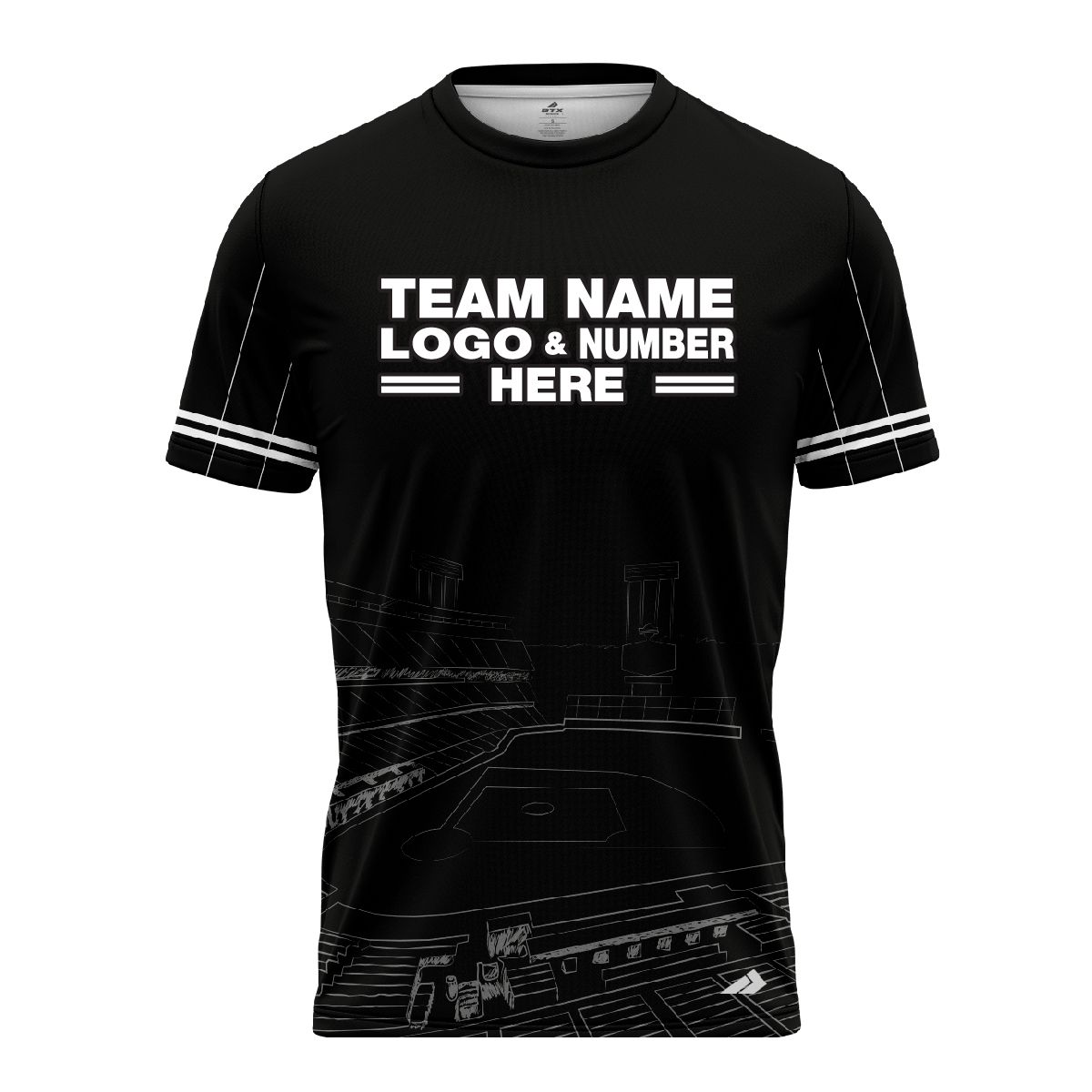 Custom Fully Sublimated Field Pattern Black White Performance Baseball Softball Jersey 17160