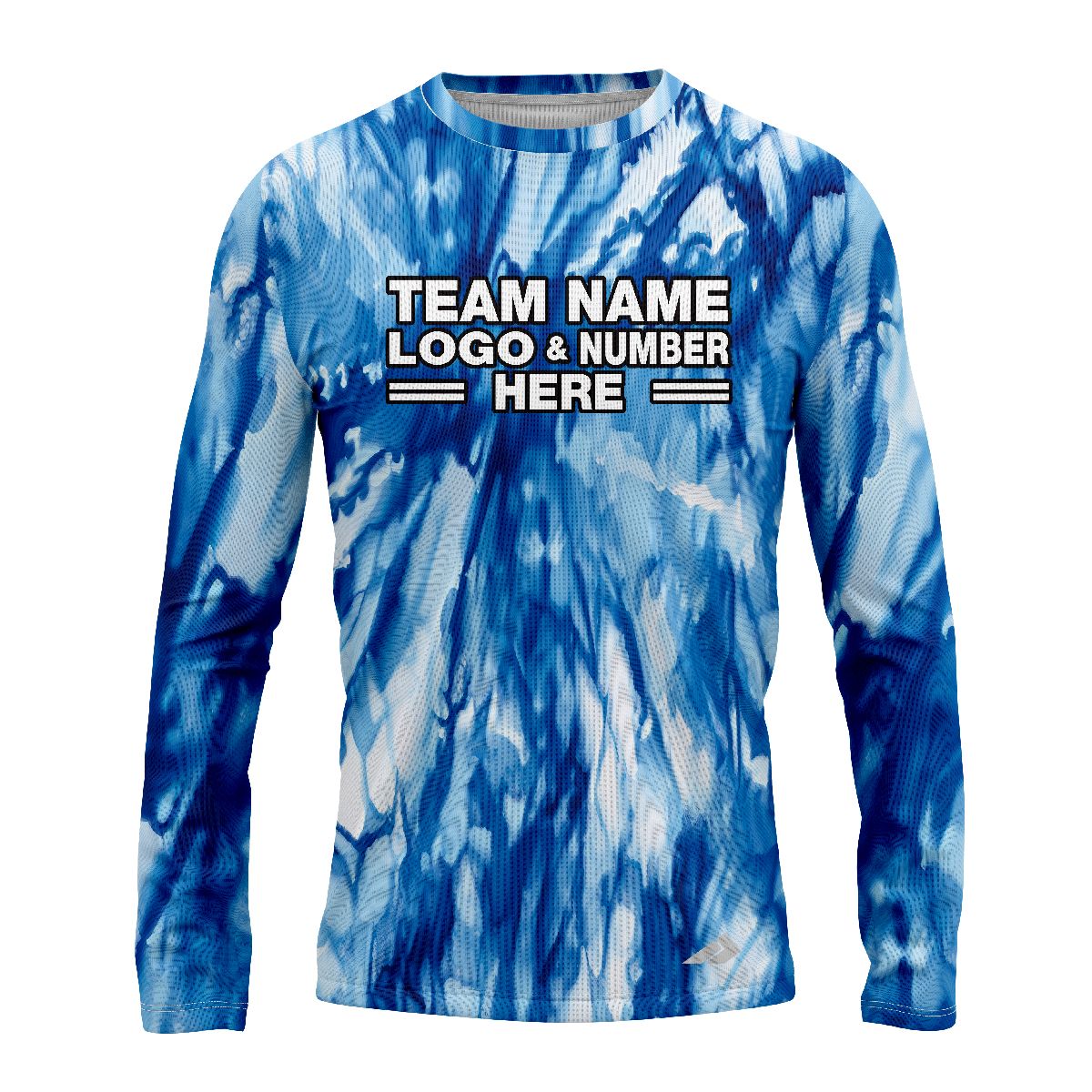 Custom Fully Sublimated Marine Tie Dye Pattern Blues Performance Long Sleeves 17162