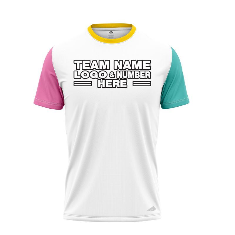 Custom Fully Sublimated Baby Colors Pattern White Teal Pink Yellow Performance Baseball Softball Jersey 17201