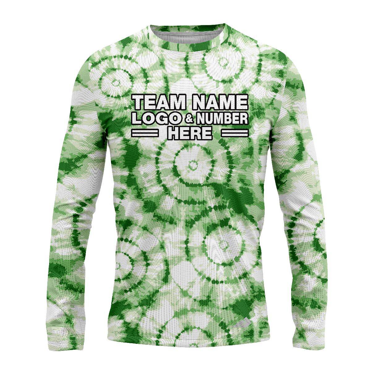 Custom Fully Sublimated Verdant Victory Tie Dye Pattern Green White Performance Long Sleeves 17220