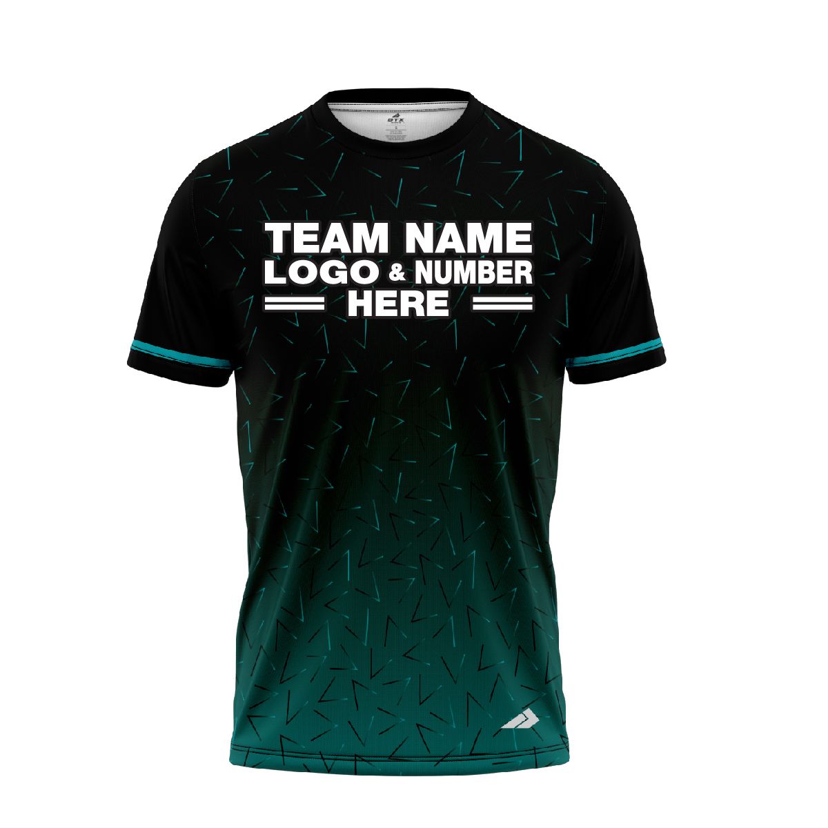 Custom Fully Sublimated Triangles Pattern Teal Black Performance Baseball Softball Jersey 17234