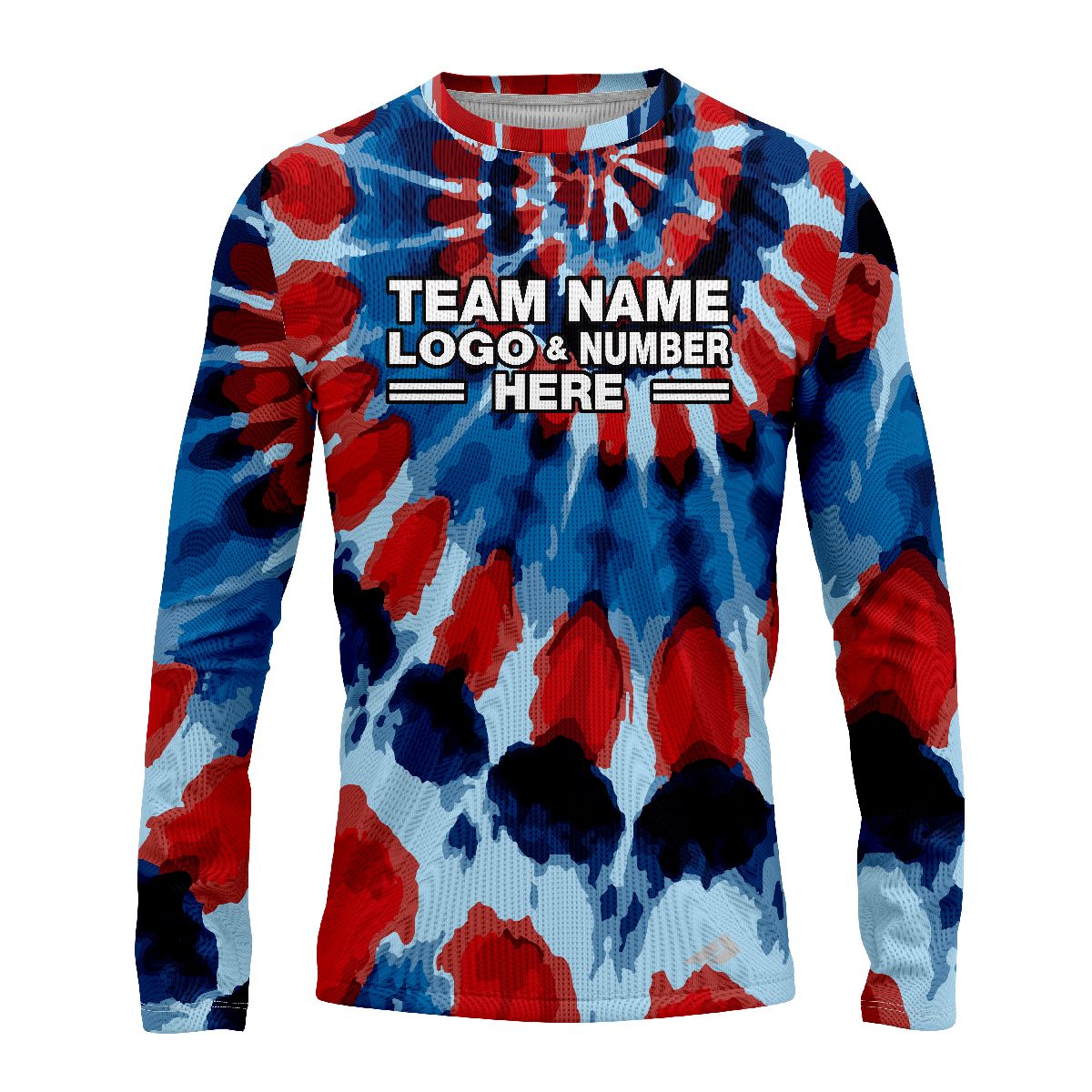 Custom Fully Sublimated Lush Legends Tie Dye Pattern Blue Red Performance Long Sleeves 17235