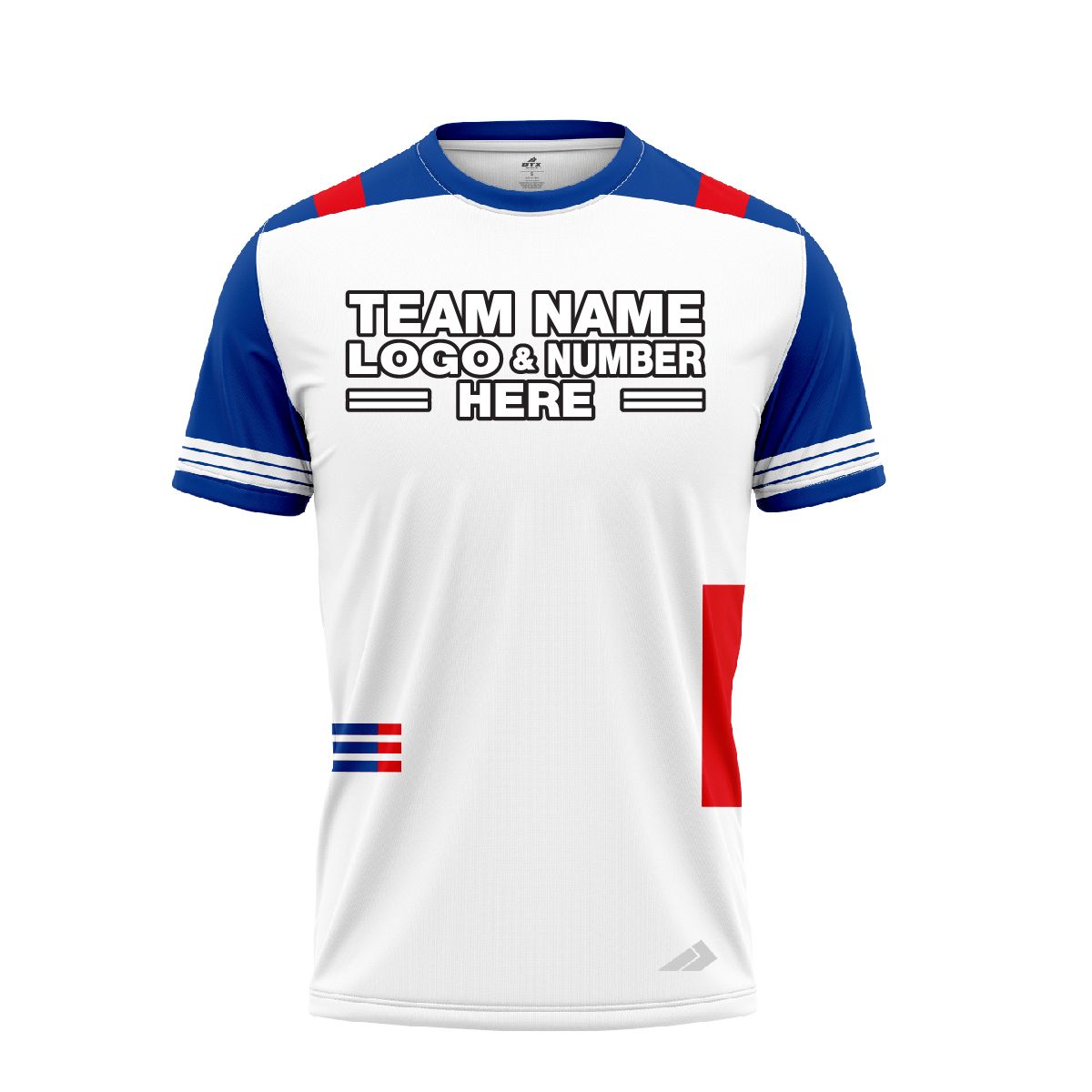 Custom Fully Sublimated Unique Pattern White Blue Red Performance Baseball Softball Jersey 17247