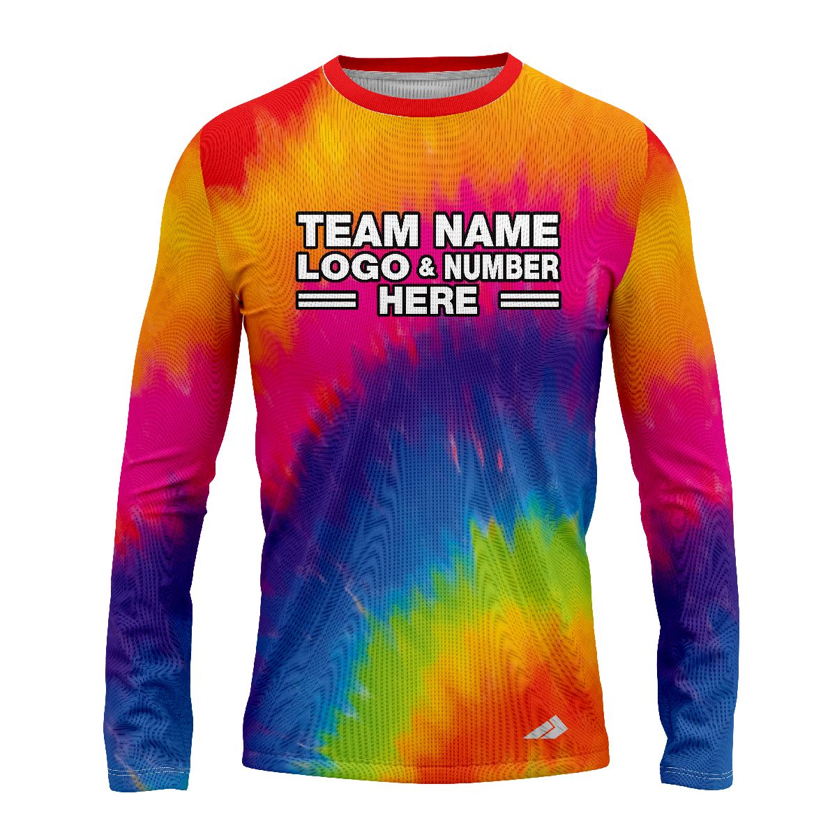 Custom Fully Sublimated Tropical Tornadoes Tie Dye Pattern Multicolor Performance Long Sleeves 17261