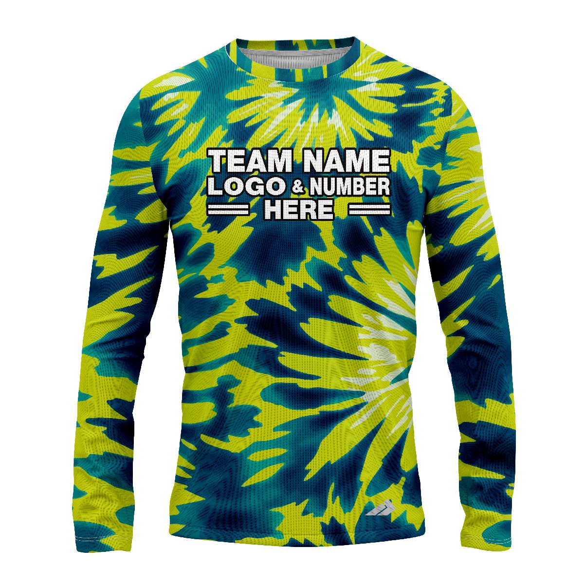 Custom Fully Sublimated Emerald Waves Tie Dye Pattern Green Blue Performance Long Sleeves 17277