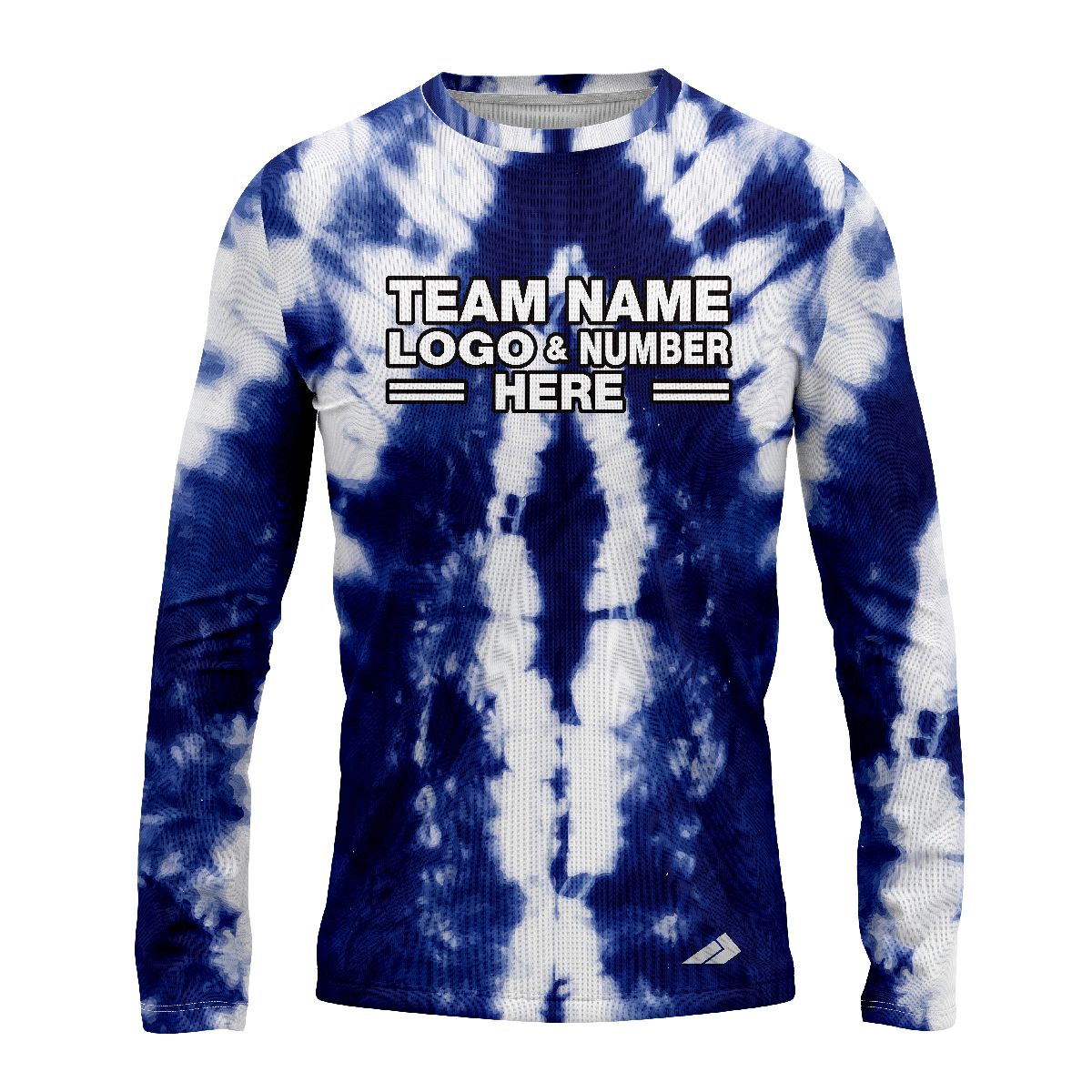 Custom Fully Sublimated Chromatic Tie Dye Pattern White Blue Performance Long Sleeves 17318