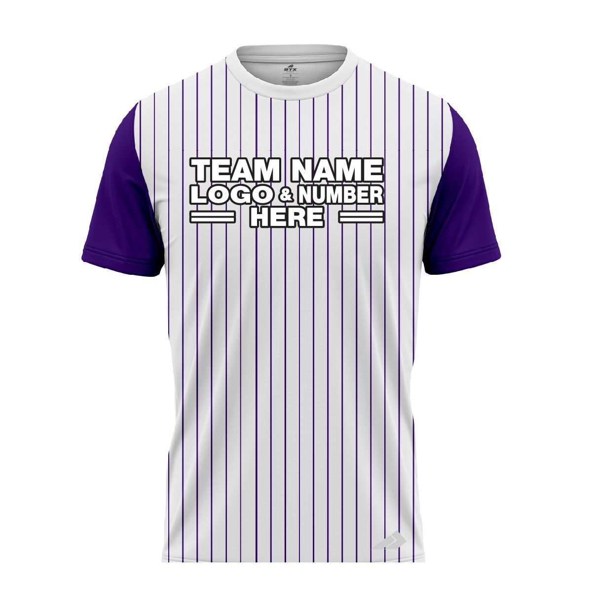 Custom Fully Sublimated Vertical Stripes Pattern White Purple Teal Performance Baseball Softball Jersey 17362