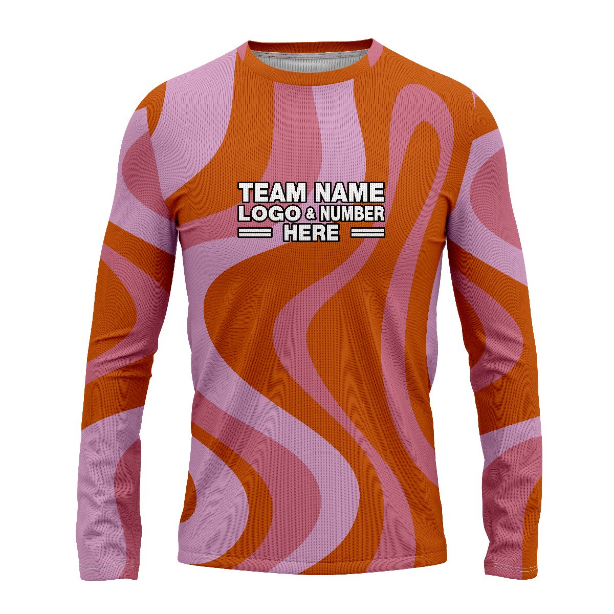 Custom Fully Sublimated Cosmic Crusaders Tie Dye Pattern Orange Pink Performance Long Sleeves 17364