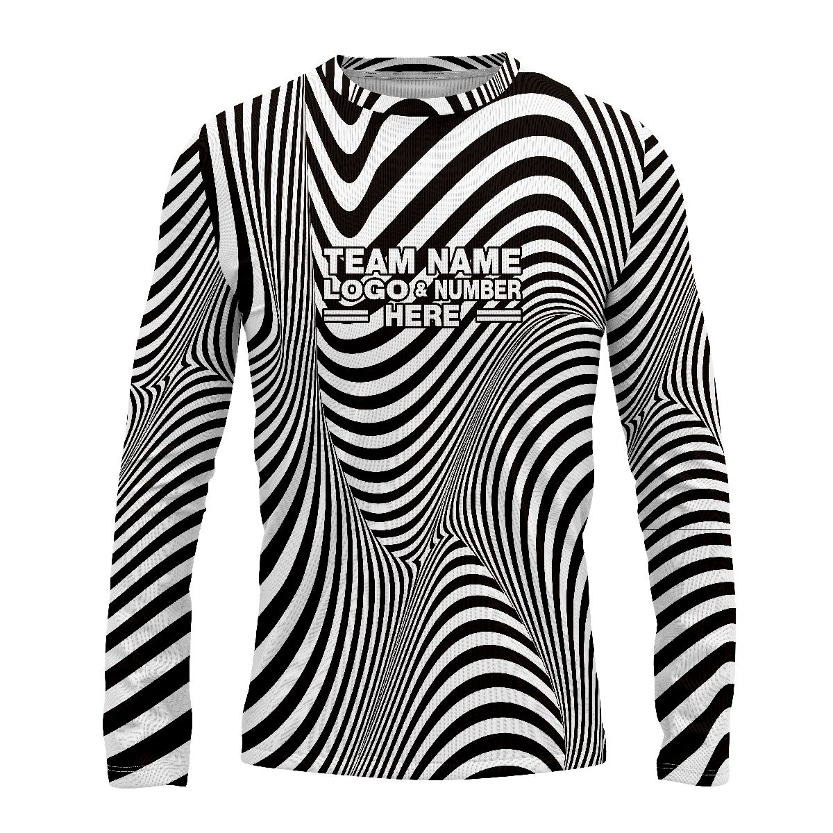 Custom Fully Sublimated Trippy Tie Dye Pattern Black White Performance Long Sleeves 17376