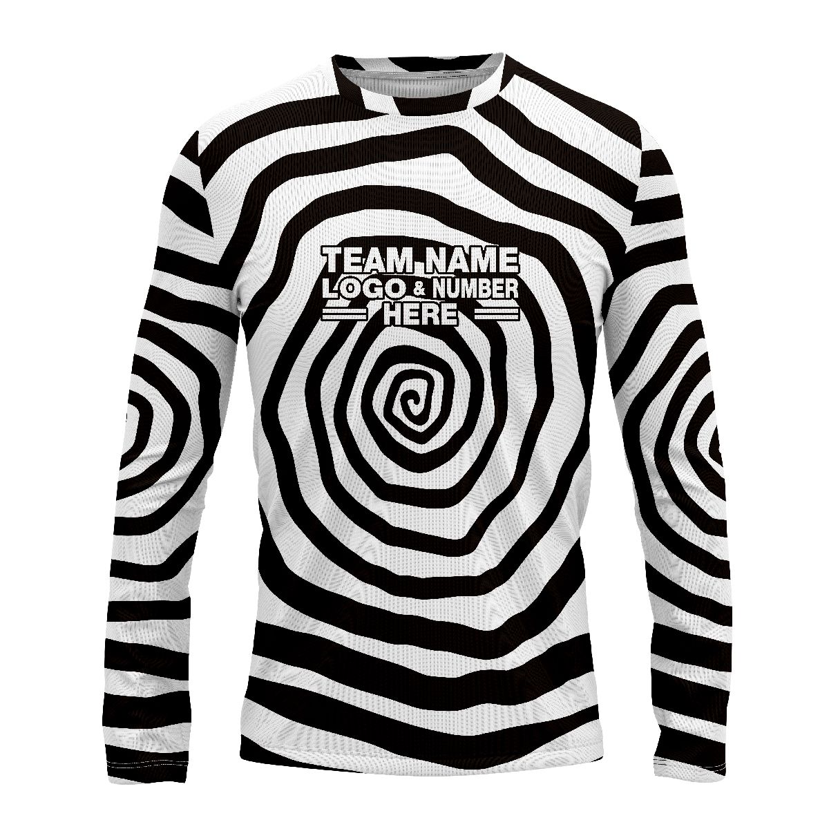 Custom Fully Sublimated Trippy Tie Dye Three Pattern Black White Performance Long Sleeves 17400