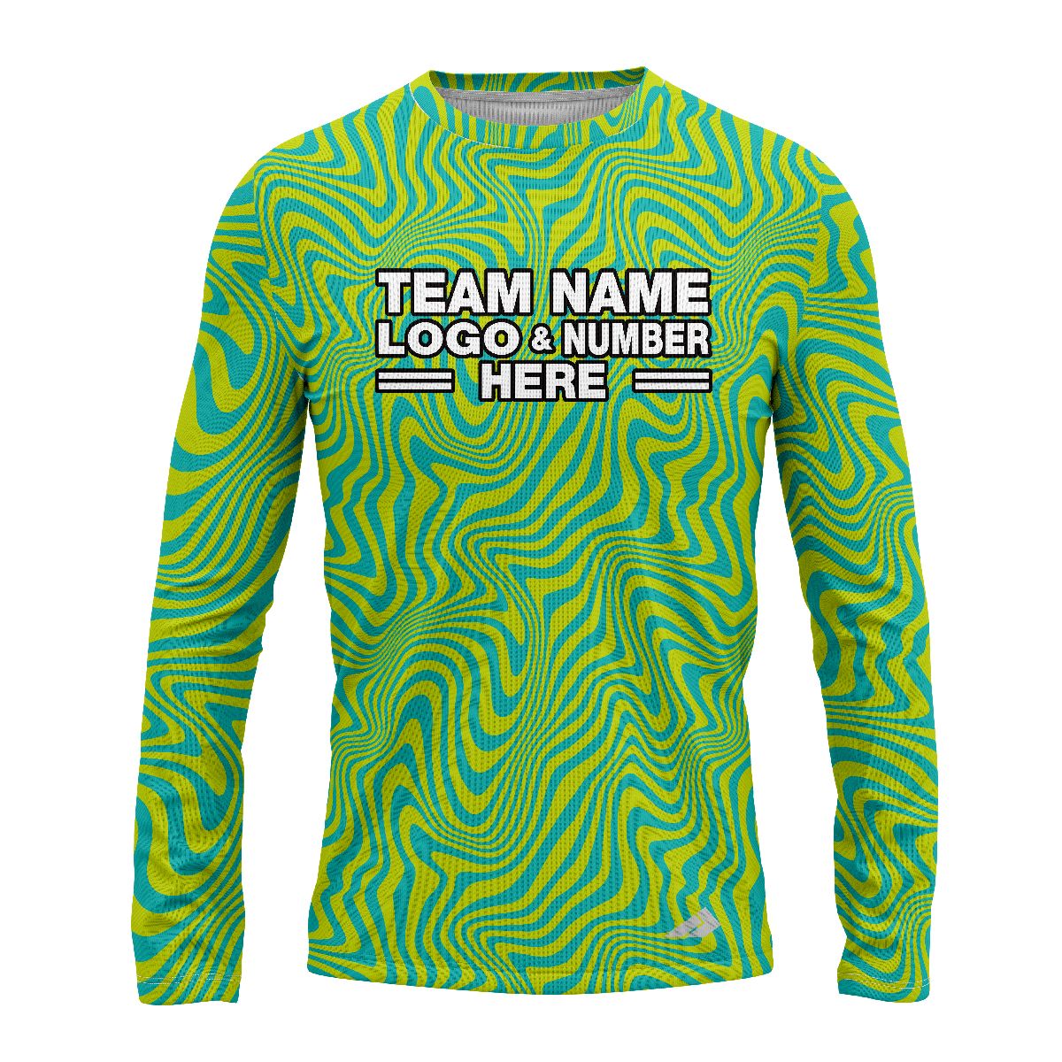 Custom Fully Sublimated Lava Lamp Tie Dye Pattern Orange Yellow Brown Performance Long Sleeves 17424