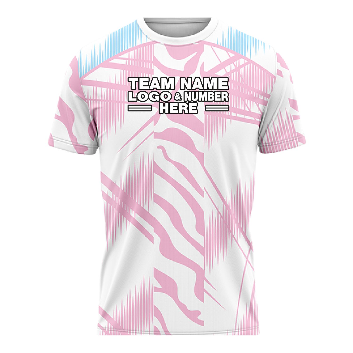 Custom Fully Sublimated Crystal Pattern White Pink Baby Blue Performance Soccer Uniform Jersey 17476