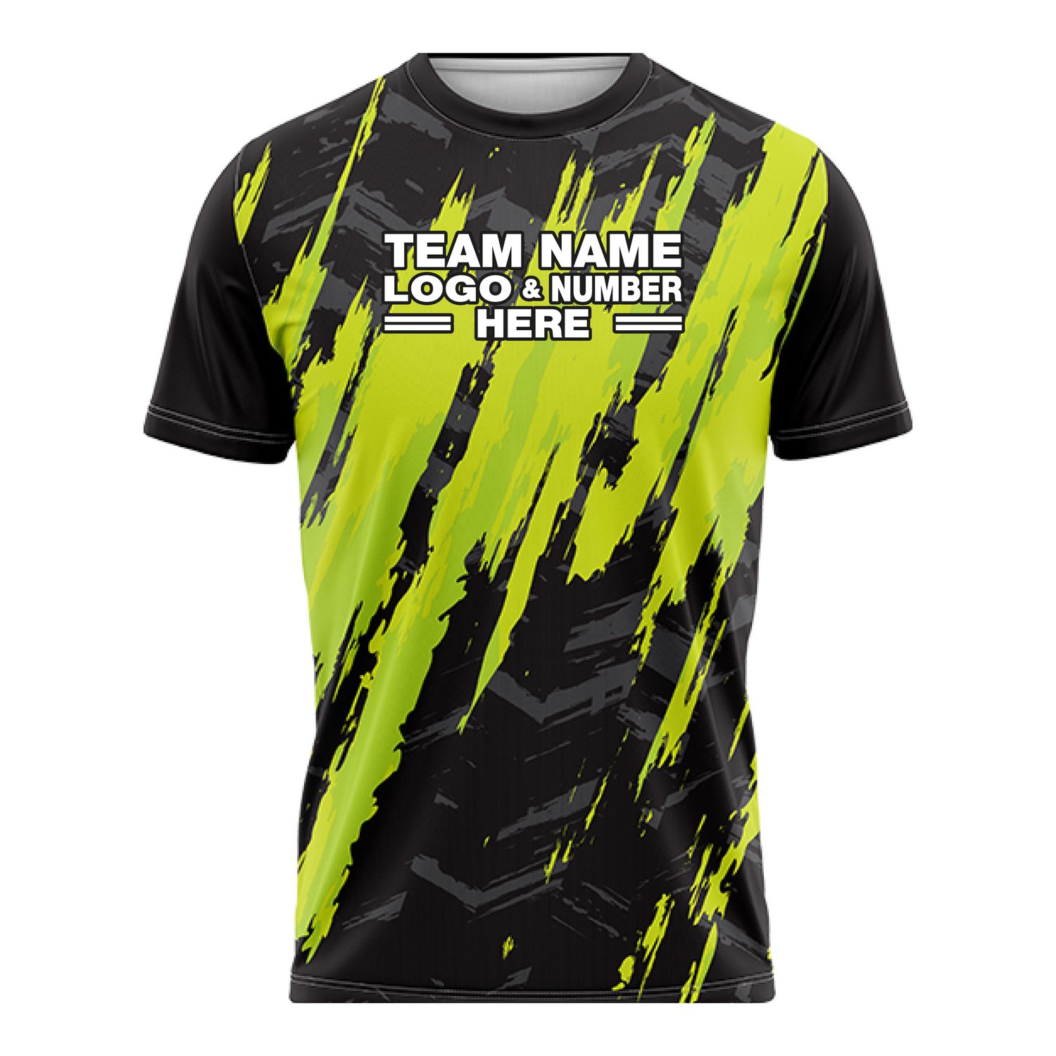 Custom Fully Sublimated Ripped Three Pattern Black Green Performance Soccer Uniform Jersey 17540