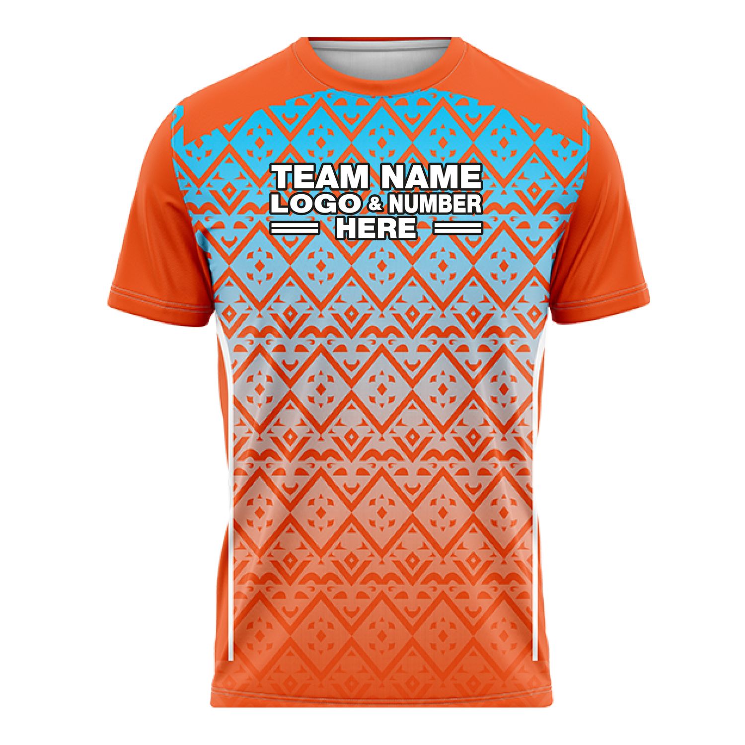 Custom Fully Sublimated Tribal Pattern Orange Teal Performance Soccer Uniform Jersey 17580