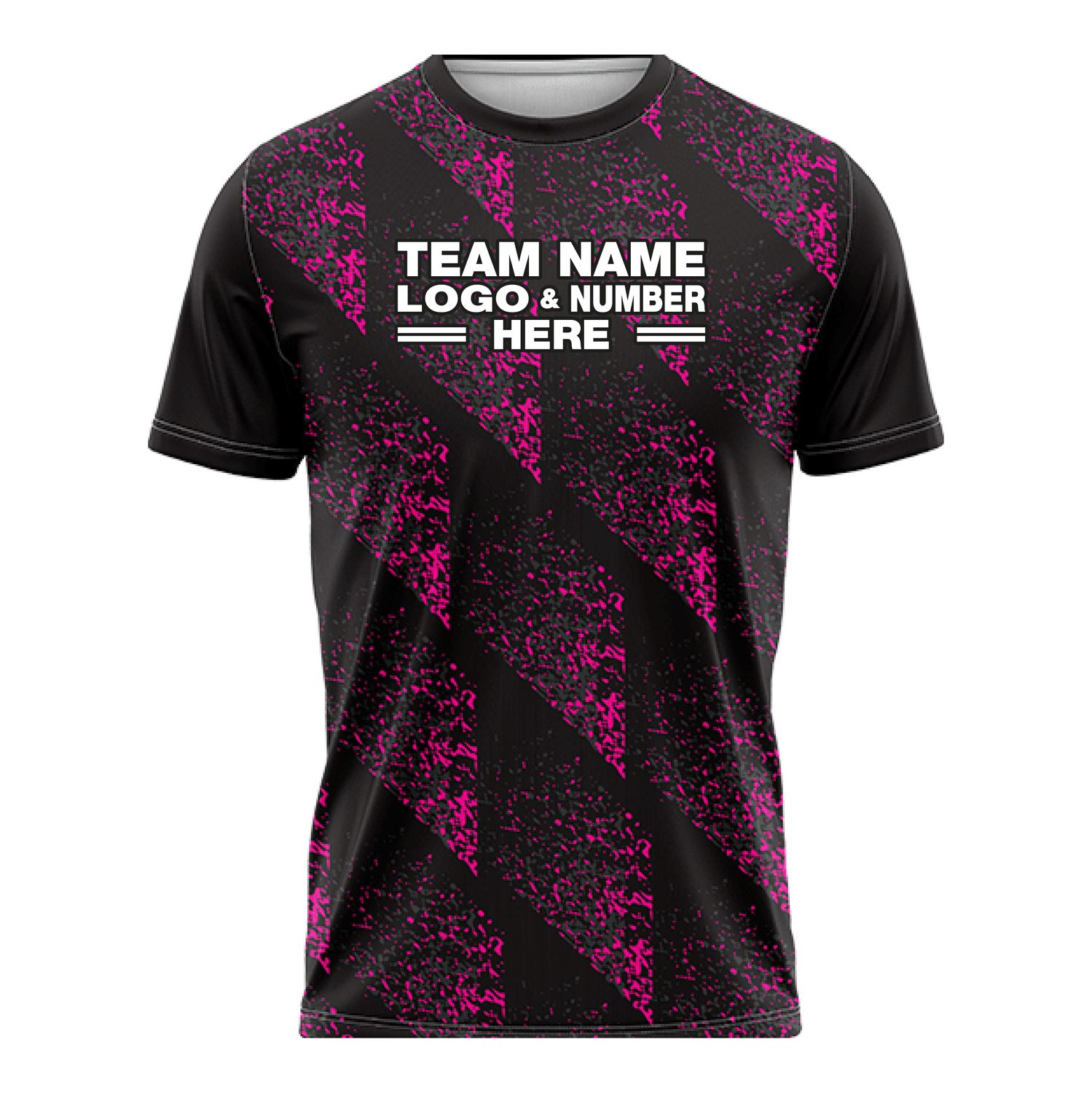 Custom Fully Sublimated Brushes Pattern Black Neon Pink Performance Soccer Uniform Jersey 17596