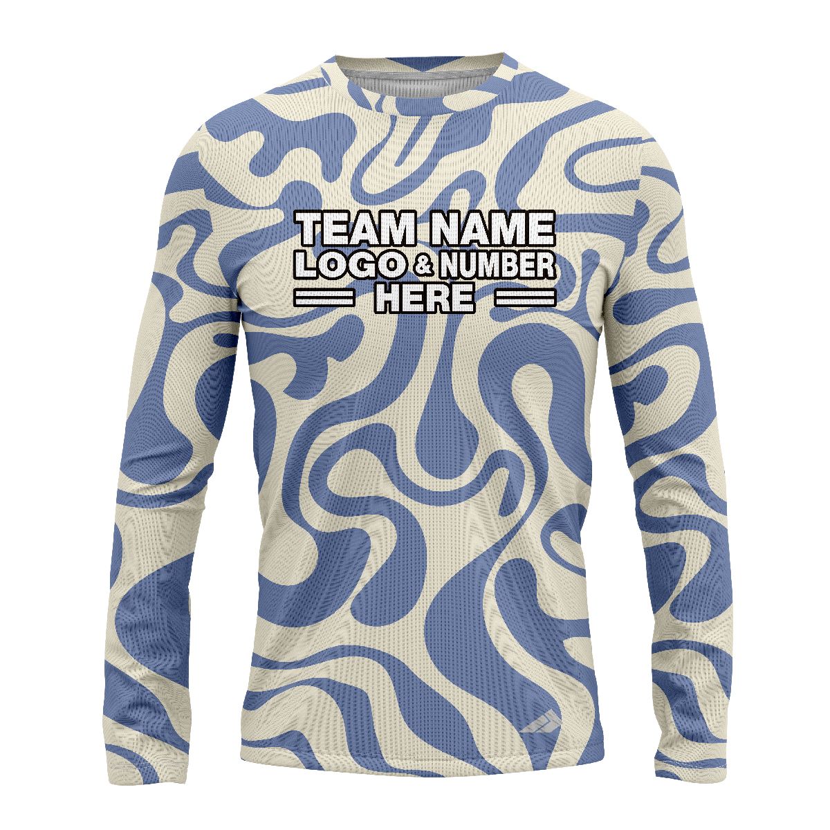 Custom Fully Sublimated Lava Lamp Two Tie Dye Pattern Blue White Performance Long Sleeves 17628