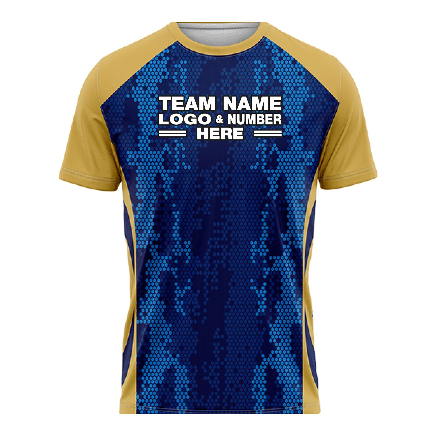 Custom Fully Sublimated Pixel Pattern Blue Gold Performance Soccer Uniform Jersey 17804