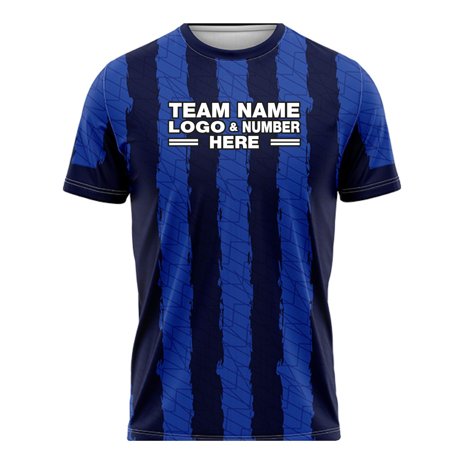 Custom Fully Sublimated Vertical Stripes Two Pattern Blue Navy Black Performance Soccer Uniform Jersey 17776