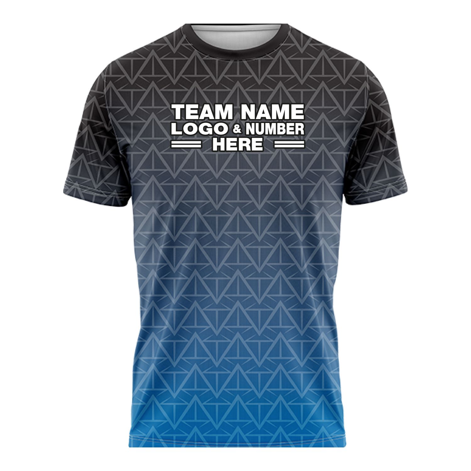 Custom Fully Sublimated Faded Geometric Pattern Blue Black Performance Soccer Uniform Jersey 17796