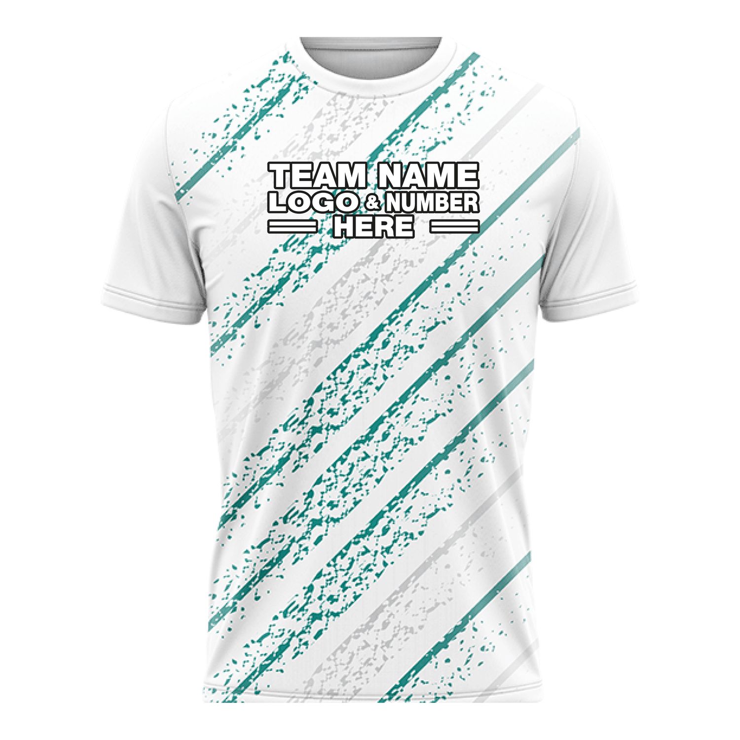 Custom Fully Sublimated Diagonal Stripes Pattern Teal White Performance Soccer Uniform Jersey 17820