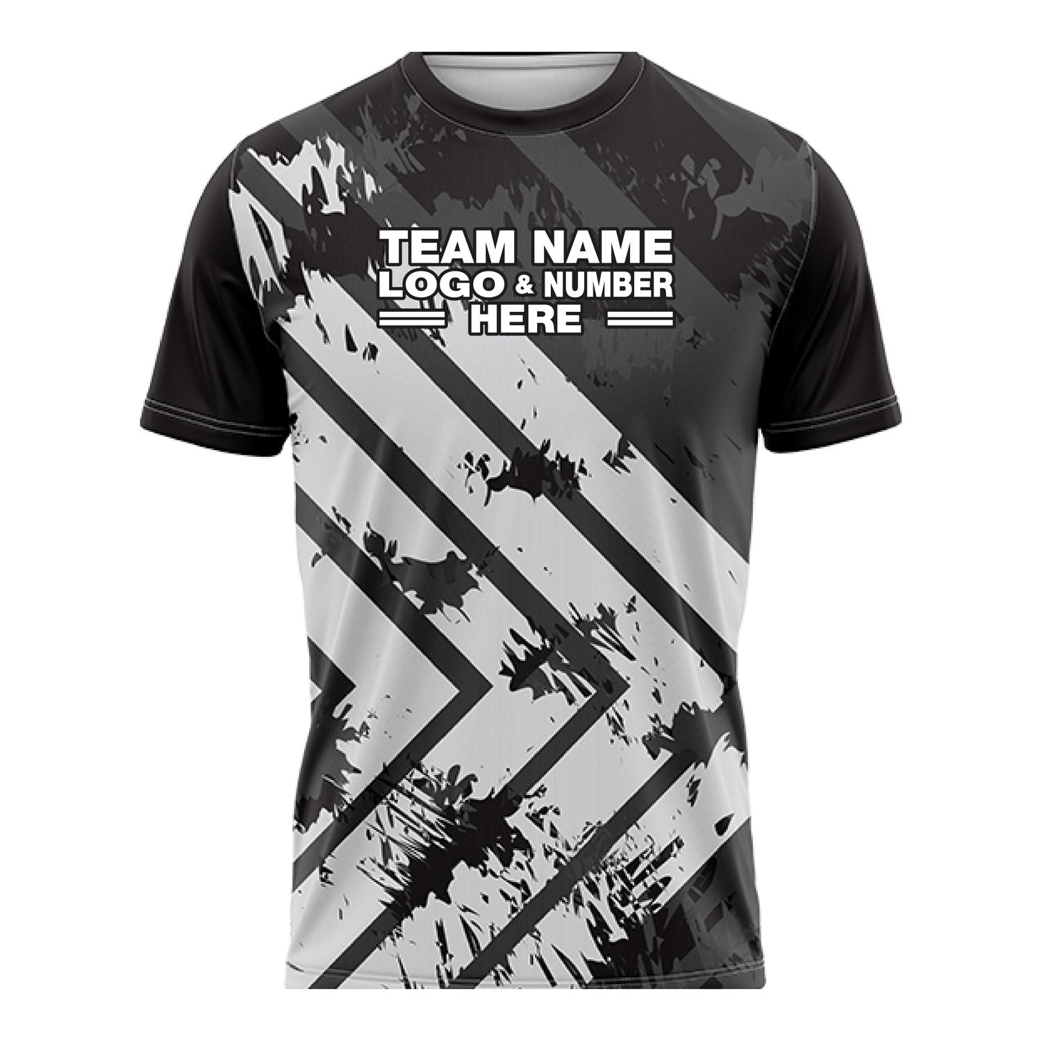 Custom Fully Sublimated Ramp Pattern Black Gray Performance Soccer Uniform Jersey 17836