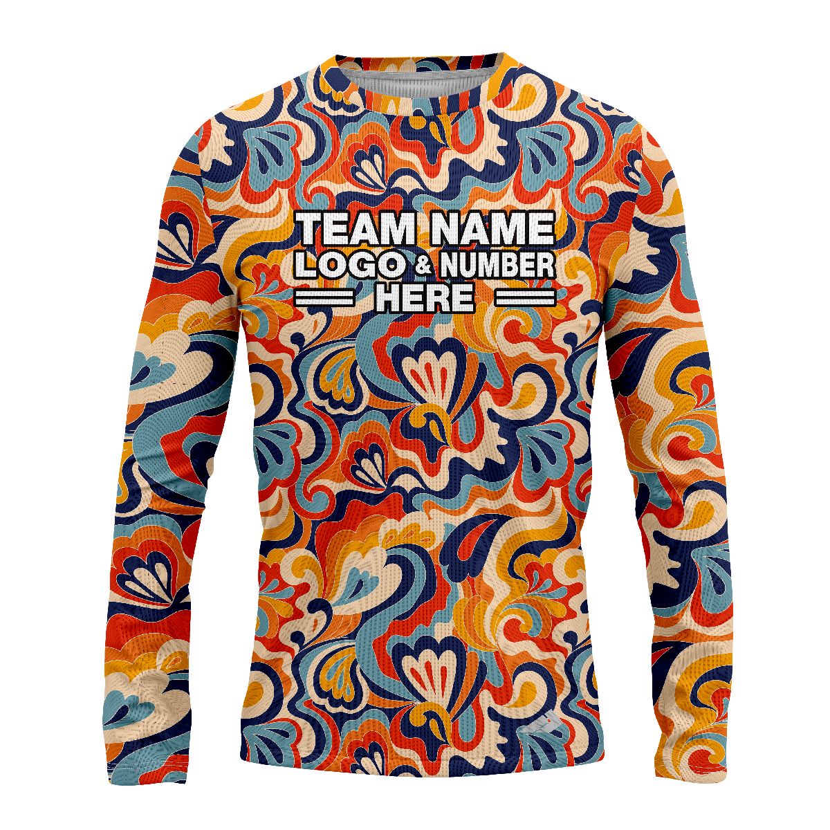 Custom Fully Sublimated Boho Floral Tie Dye Pattern Multicolor Performance Long Sleeves 17876