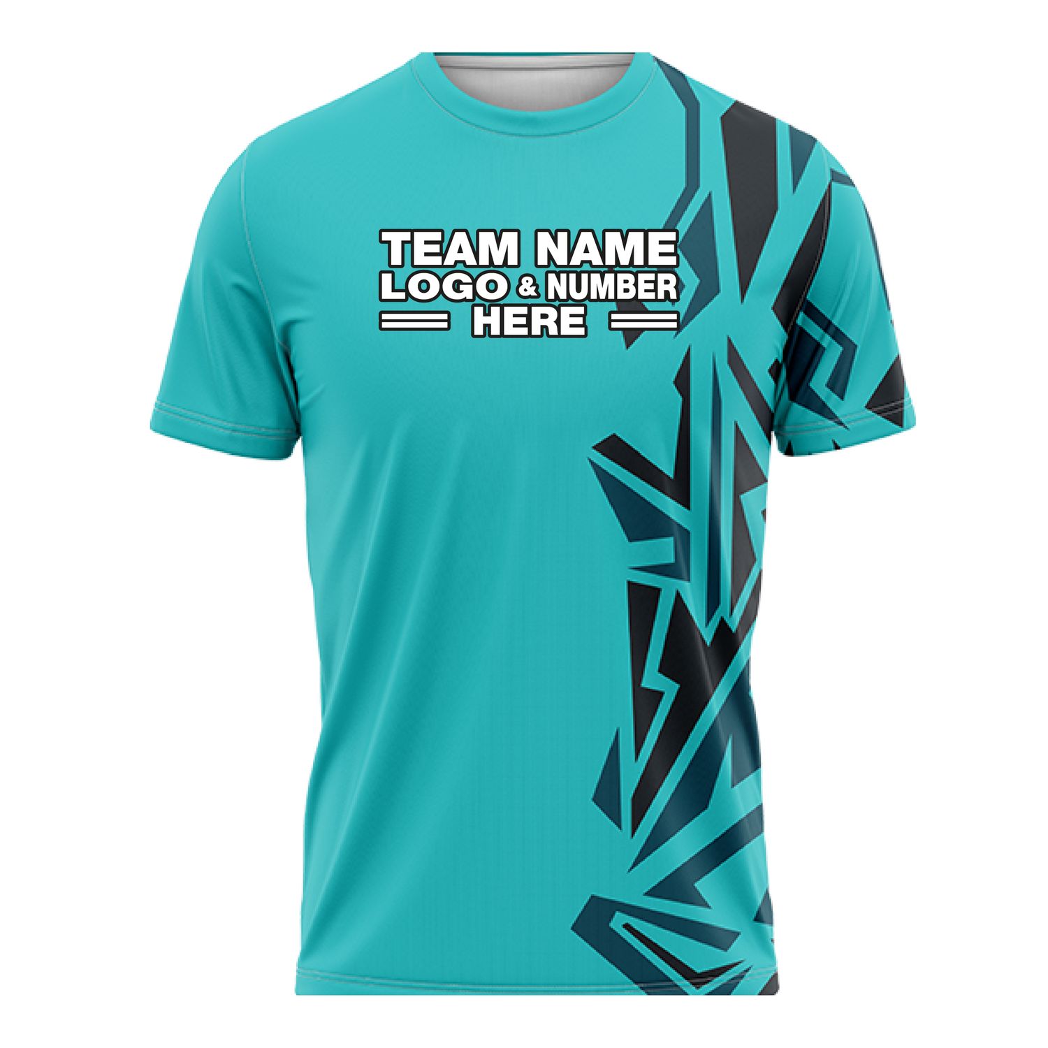 Custom Fully Sublimated Broken Glass Pattern Teal Black Performance Soccer Uniform Jersey 17888