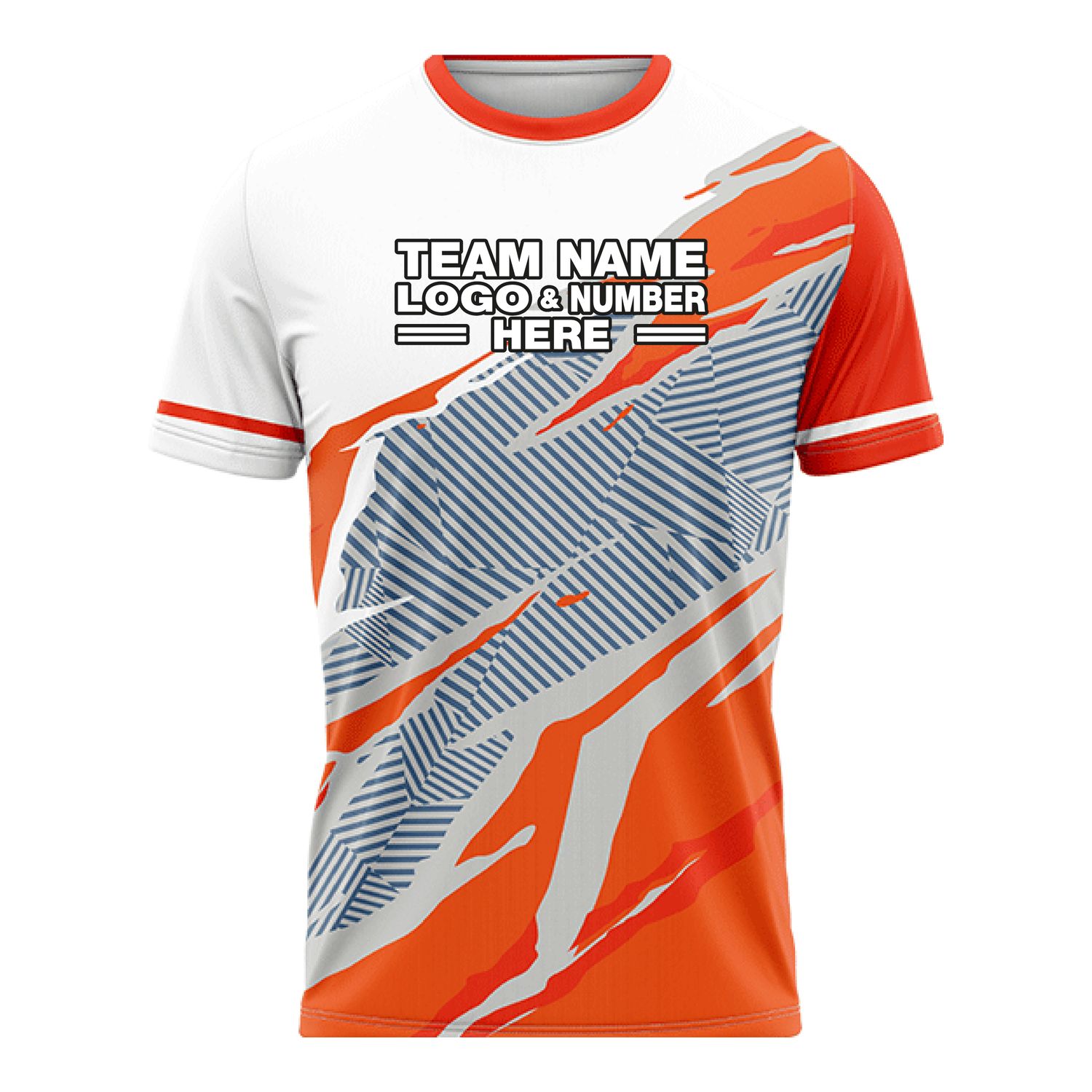 Custom Fully Sublimated Break Point Pattern Orange White Gray  Red Performance Soccer Uniform Jersey 17912