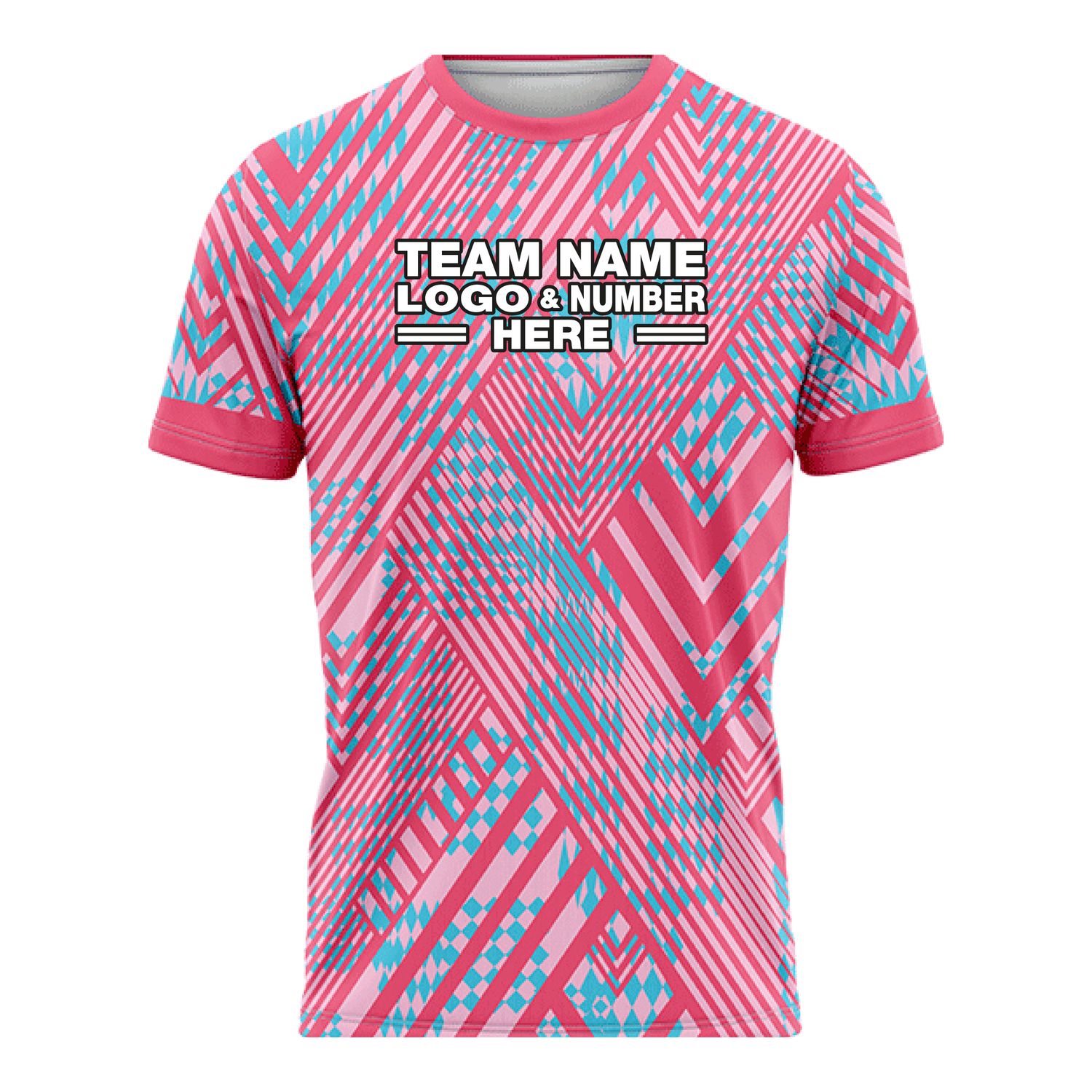 Custom Fully Sublimated Spikes Pattern Pink Baby Blue Performance Soccer Uniform Jersey 17940