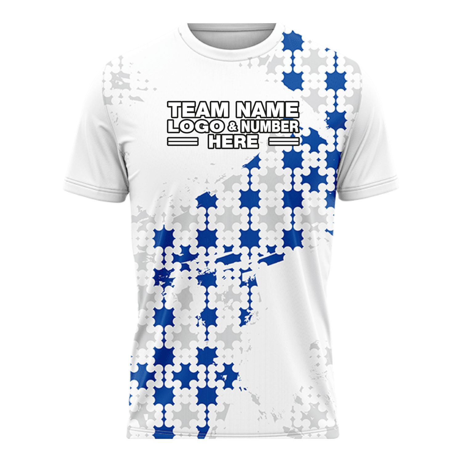 Custom Fully Sublimated Star Pattern White Blue Performance Soccer Uniform Jersey 17956