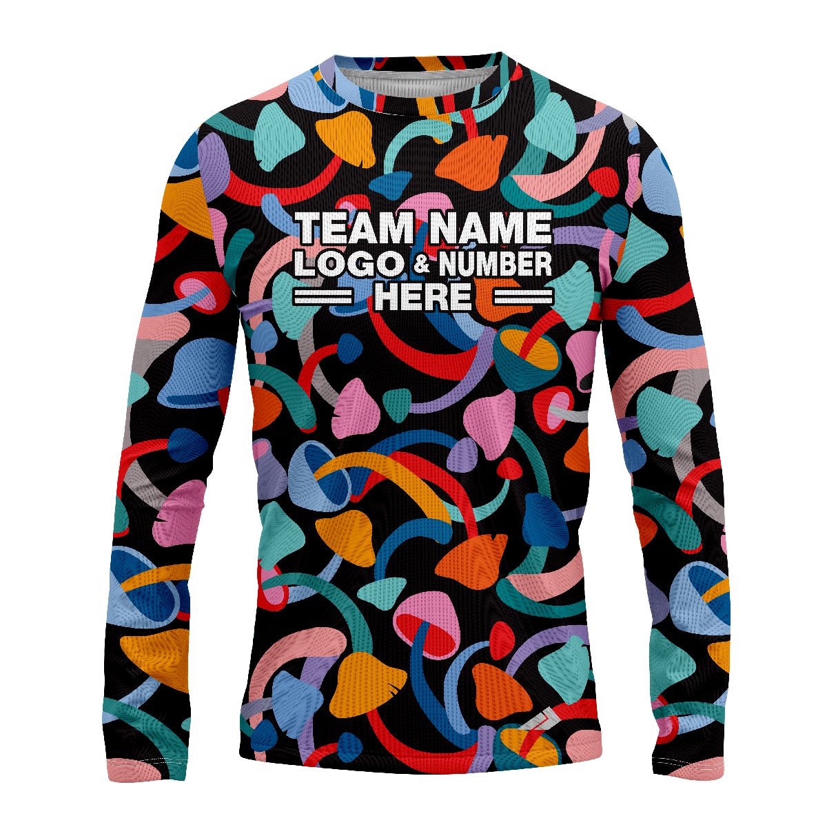 Custom Fully Sublimated Dynamic Shapes Tie Dye Pattern Multicolor Performance Long Sleeves 18004