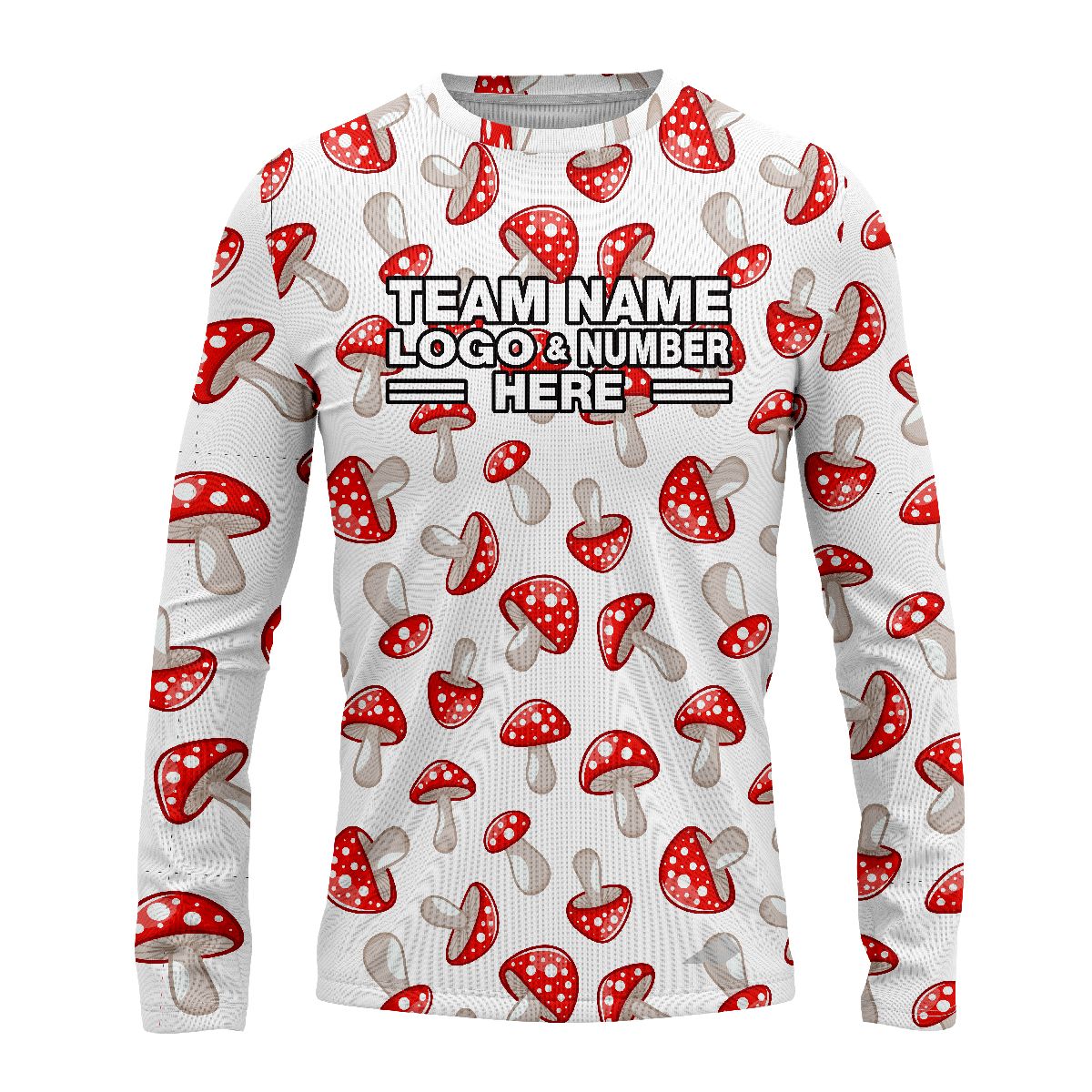 Custom Fully Sublimated Mushroom Magic Tie Dye White Red Performance Long Sleeves 18050