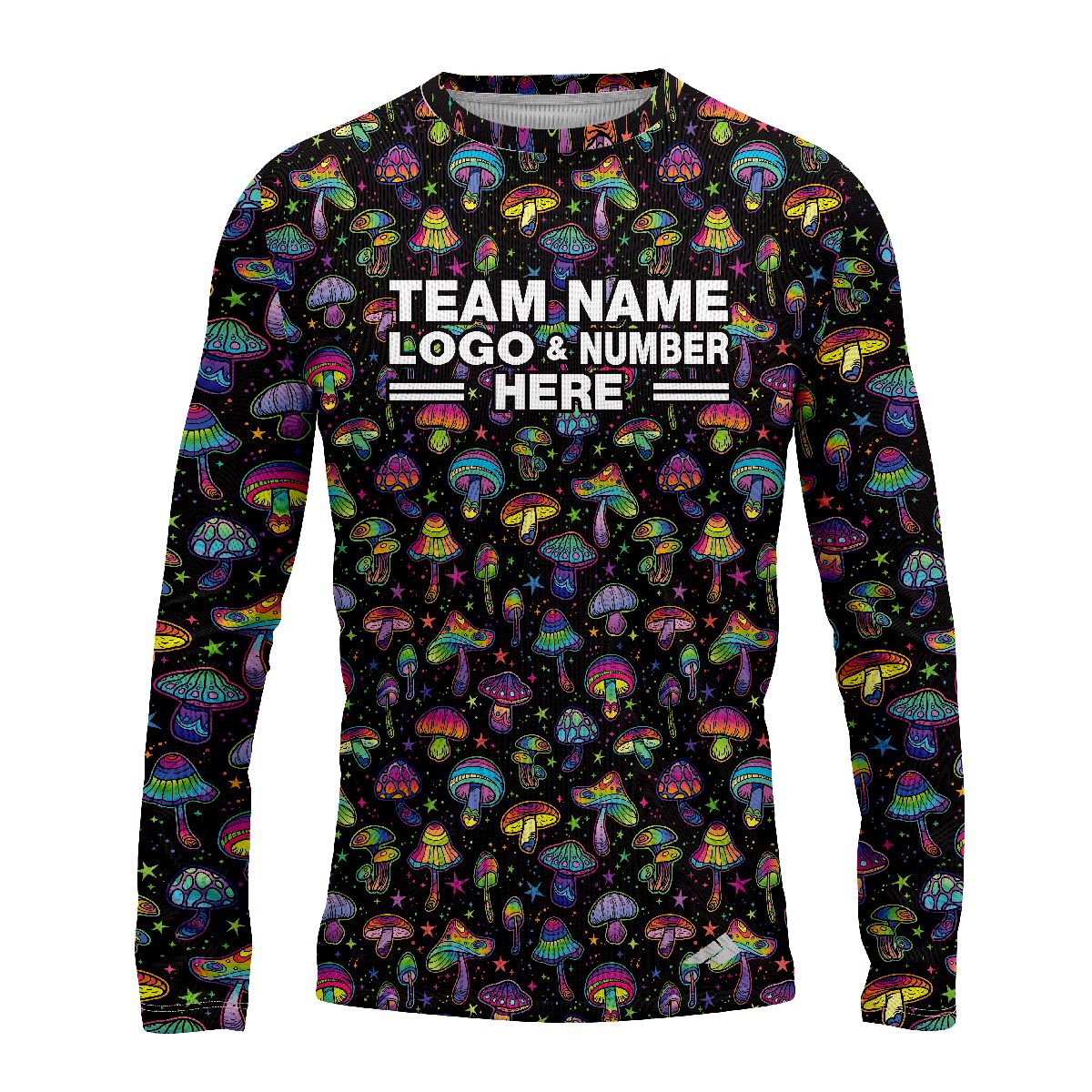 Custom Fully Sublimated Fungi Frenzy Tie Dye Black Multicolor Performance Long Sleeves 18062