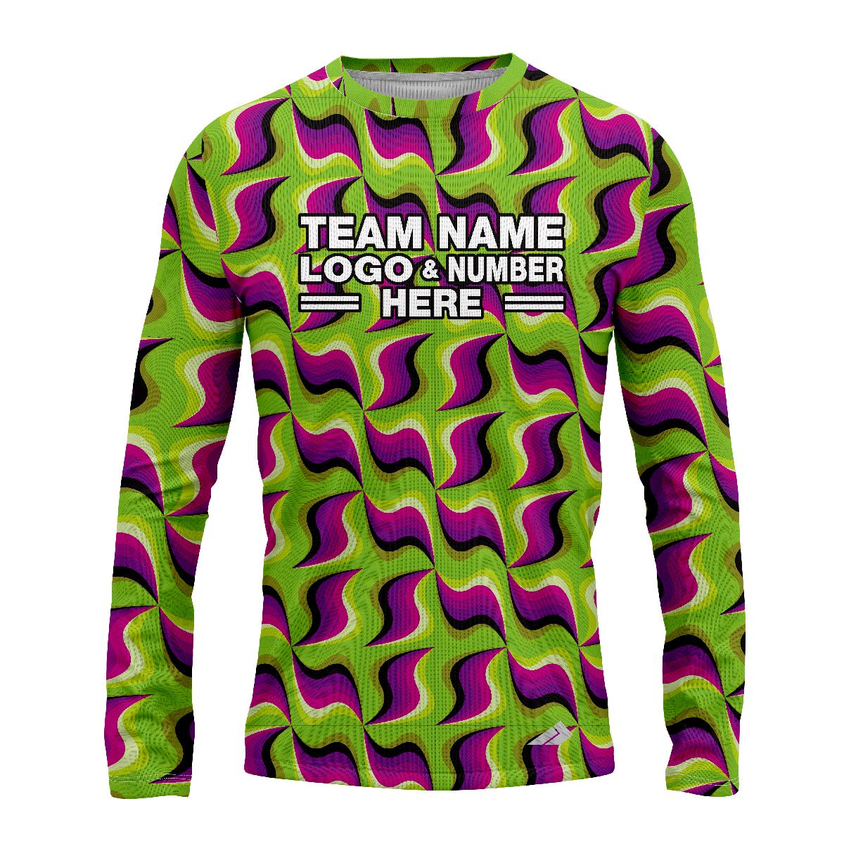 Custom Fully Sublimated Kaleidoscope Tie Dye Green Purple Performance Long Sleeves 18116