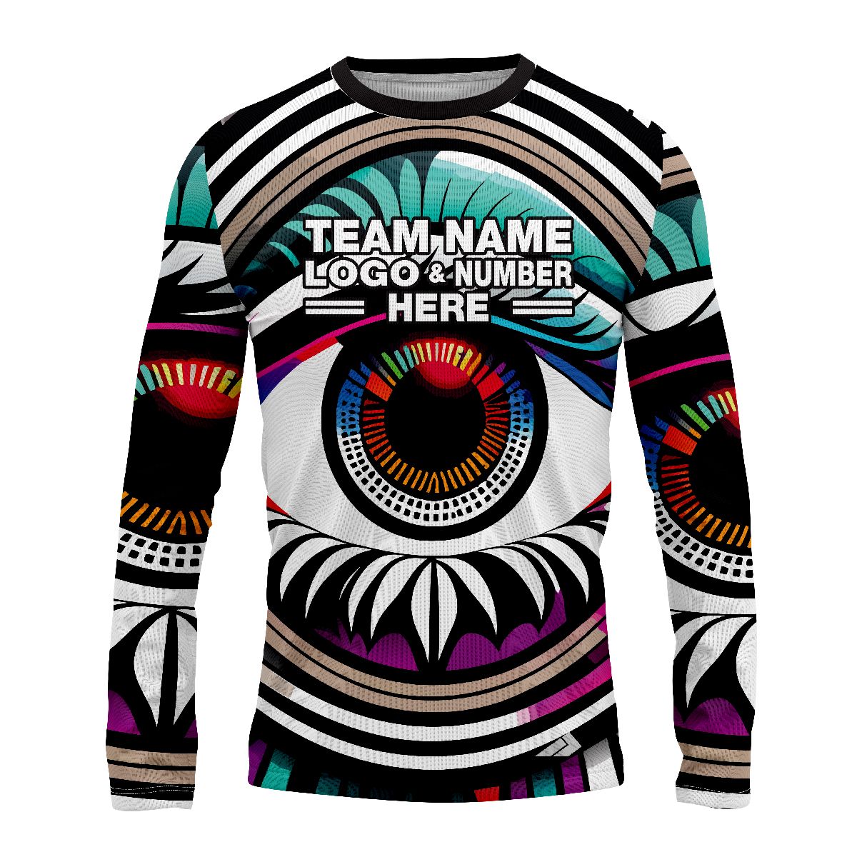 Custom Fully Sublimated Eye of the Storm Tie Dye Multicolor Performance Long Sleeves 18160