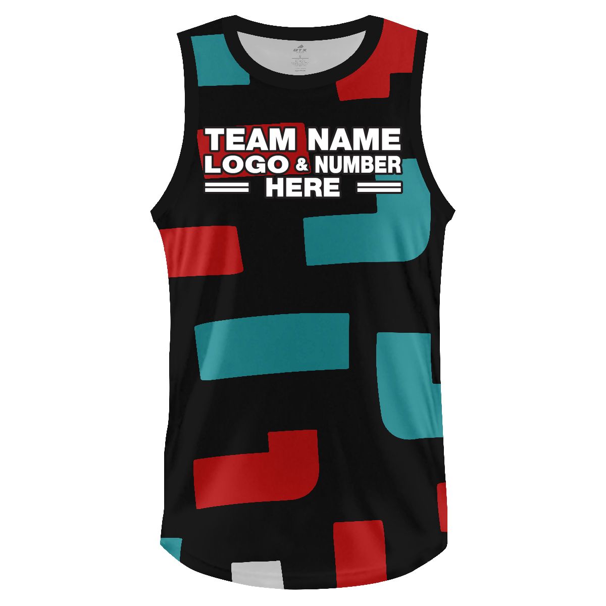 Custom Fully Sublimated Pipe Pattern Black Teal Red Performance Basketball Uniform Jersey 18310