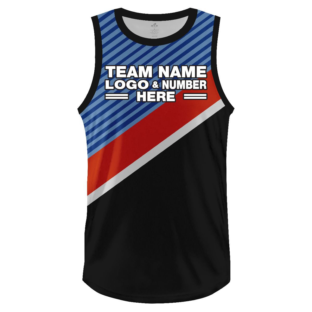 Custom Fully Sublimated Lines Pattern Black Blue Red White Performance Basketball Uniform Jersey 18838
