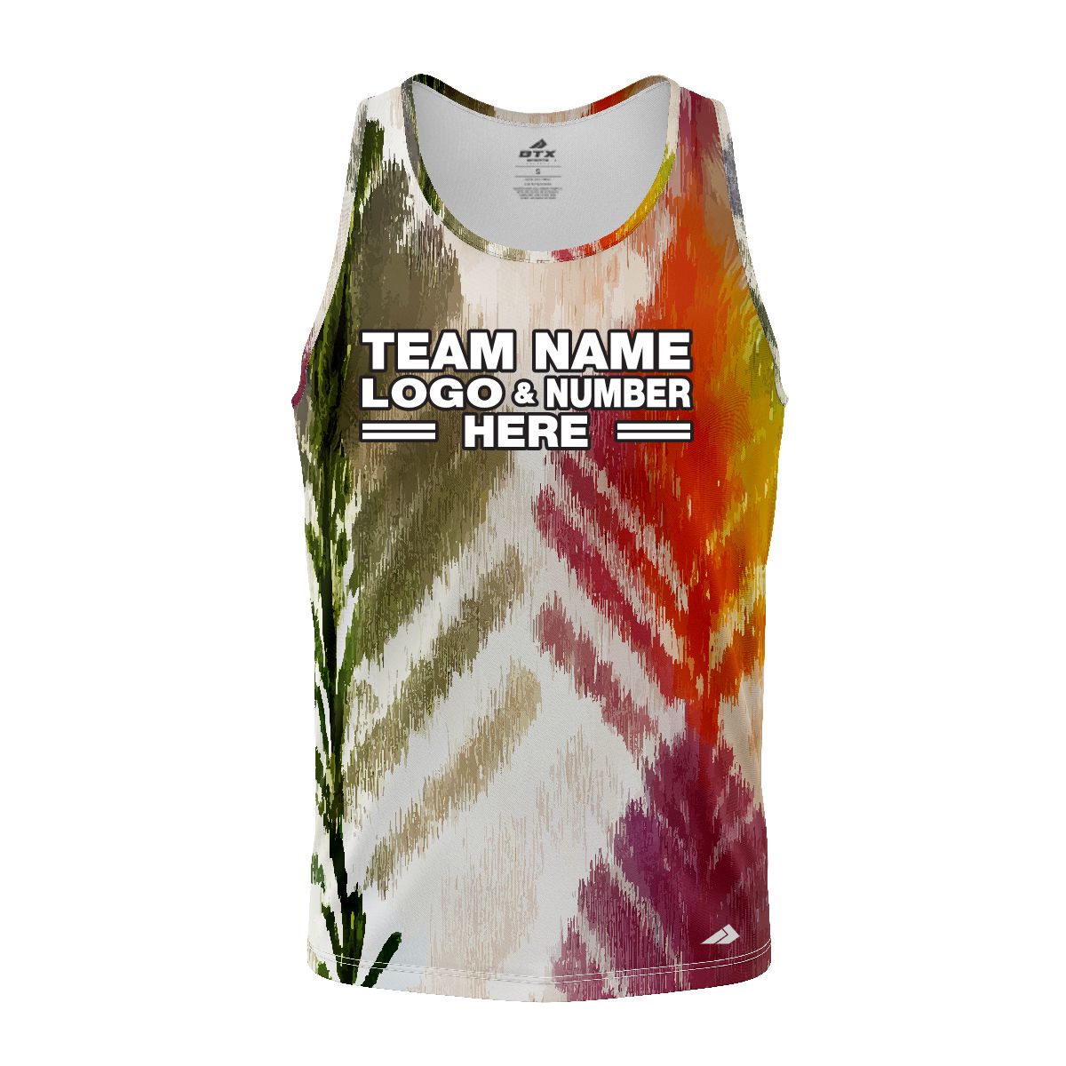 Custom Fully Sublimated Abstract Brushstroke Floral Pattern Multicolor Performance Tank Top 18426