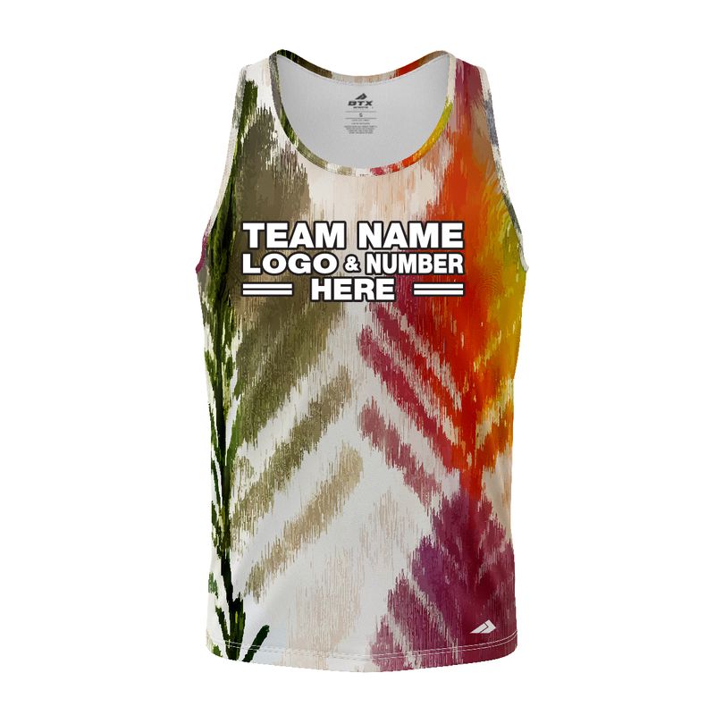 Custom Fully Sublimated Abstract Brushstroke Floral Pattern Multicolor Performance Tank Top 18426