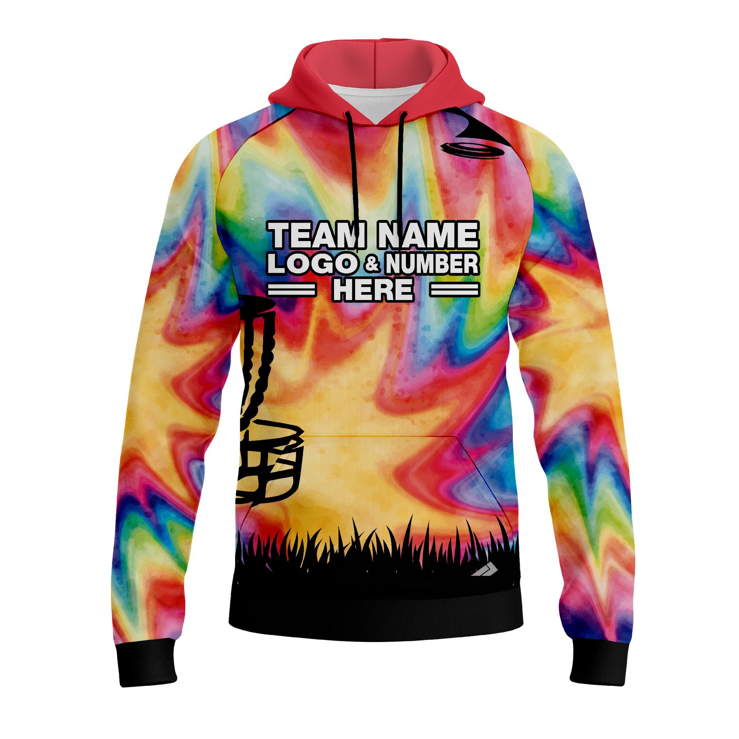 Custom Fully Sublimated Electric Disc Golf Pattern Multicolor Performance Sports Pullover Hoodie 18553
