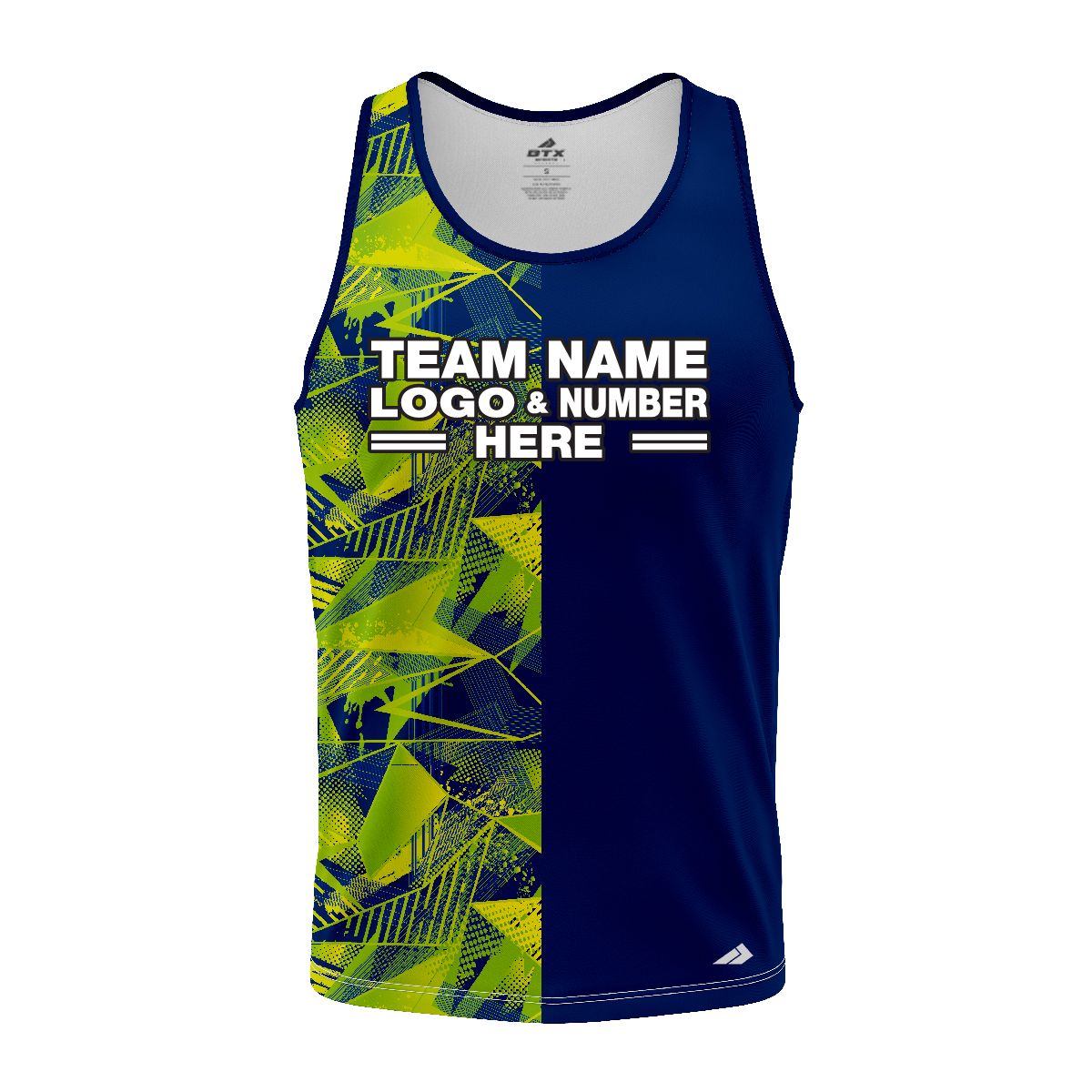 Custom Fully Sublimated Abstract Neon Pattern Green Blue Performance Tank Top 18563