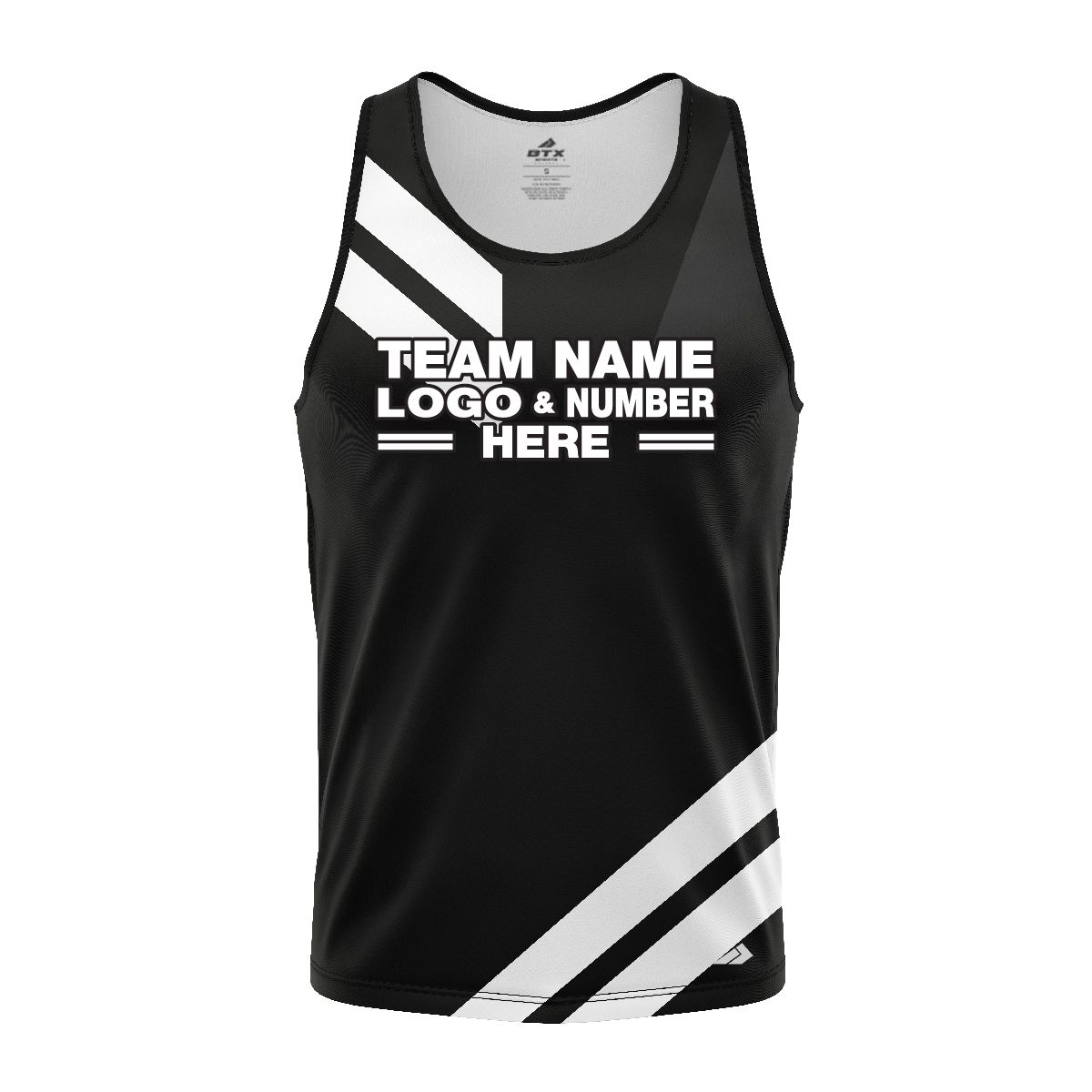 Custom Fully Sublimated Sport Neon Pattern Black White Performance Tank Top 18579