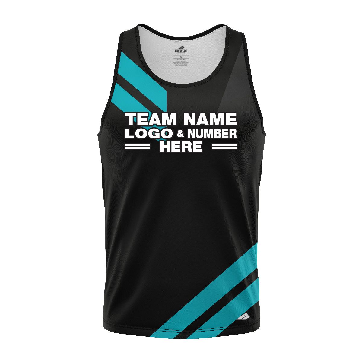 Custom Fully Sublimated Sport Neon Pattern Black Teal Performance Tank Top 18575
