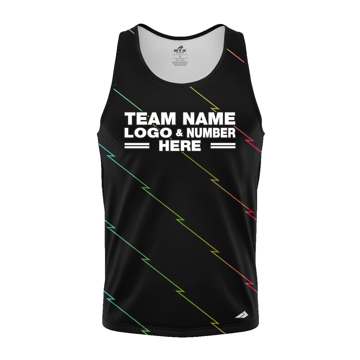 Custom Fully Sublimated Lightning Neon Pattern Black Performance Tank Top 18587