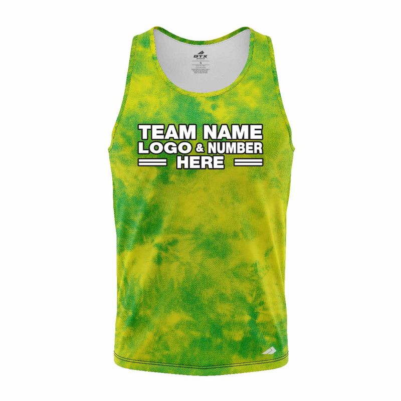 Custom Fully Sublimated Basic Tie Dye Pattern Green Performance Tank Top 18603