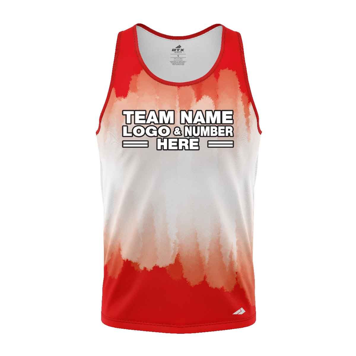 Custom Fully Sublimated Brushed Tie Dye Pattern Red White Performance Tank Top 18615