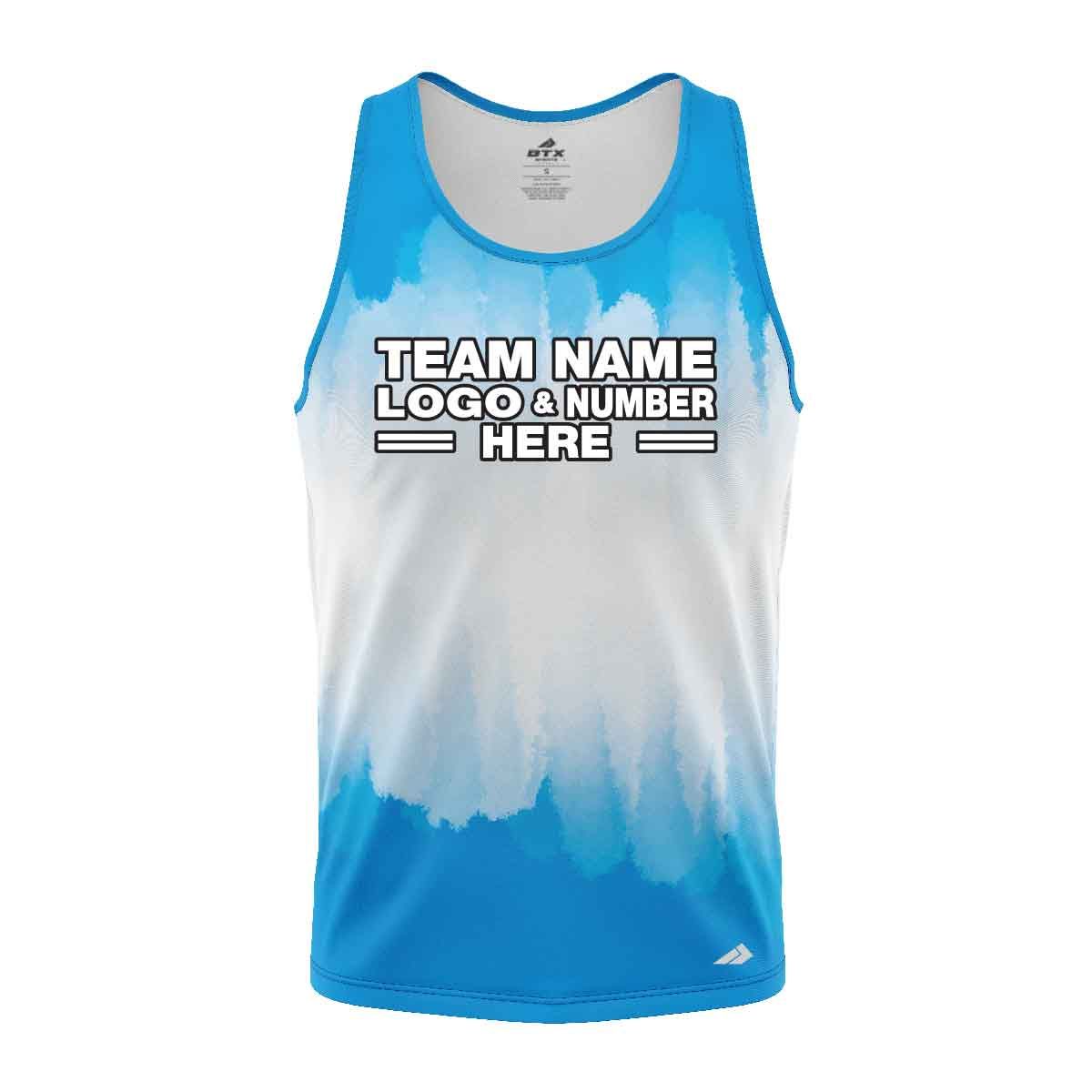 Custom Fully Sublimated Brushed Tie Dye Pattern SkyBlue White Performance Tank Top 18619
