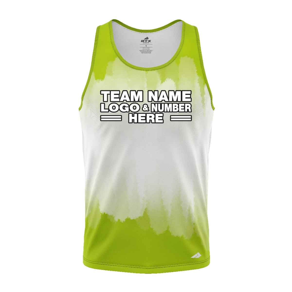 Custom Fully Sublimated Brushed Tie Dye Pattern Green White Performance Tank Top 18623