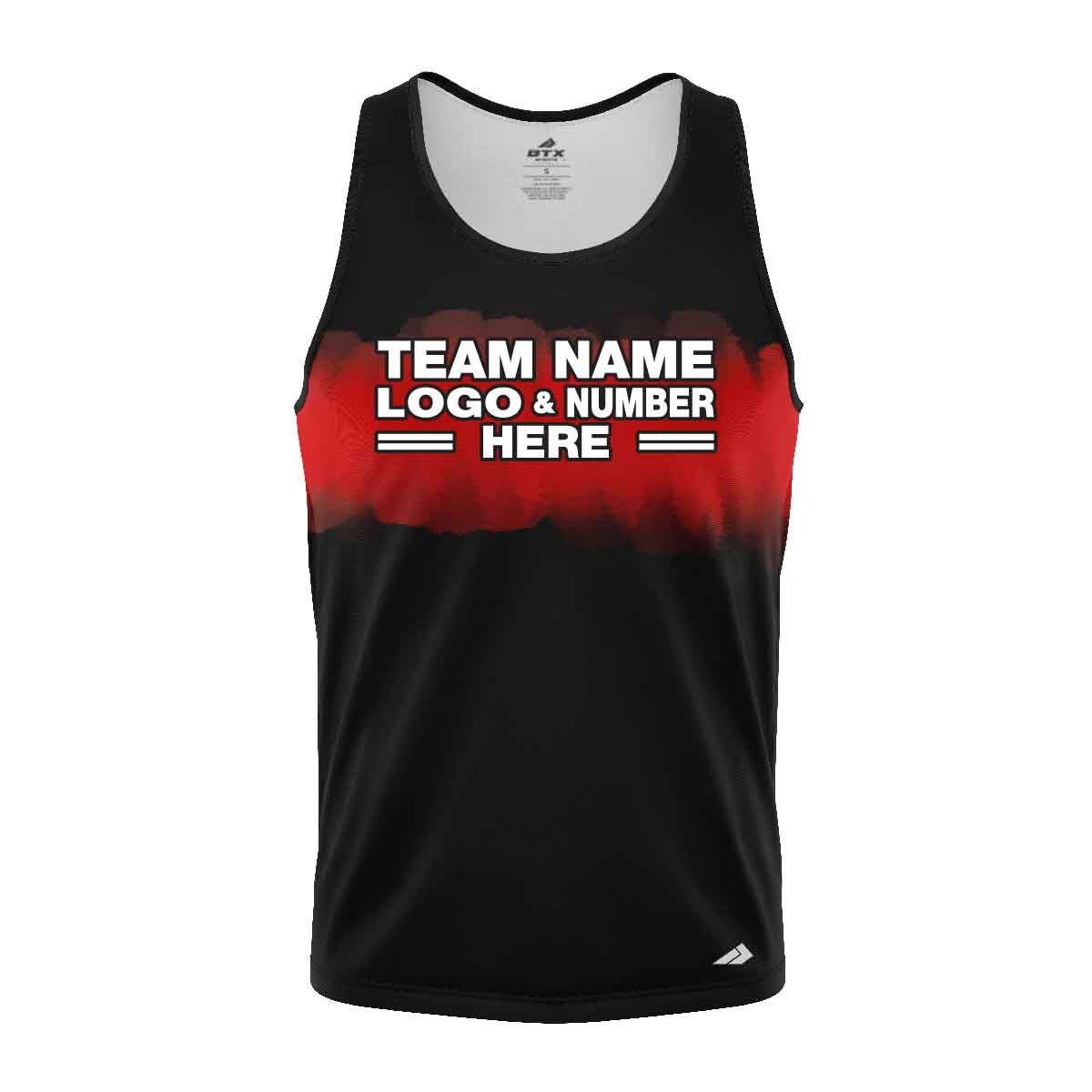 Custom Fully Sublimated Shaded Tie Dye Pattern Black Red Performance Tank Top 18643
