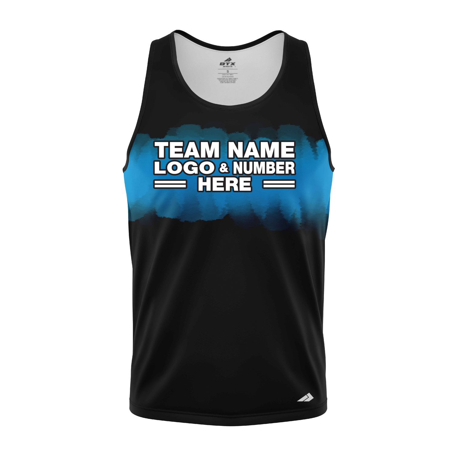 Custom Fully Sublimated Shaded Tie Dye Pattern Black Blue Performance Tank Top 18647